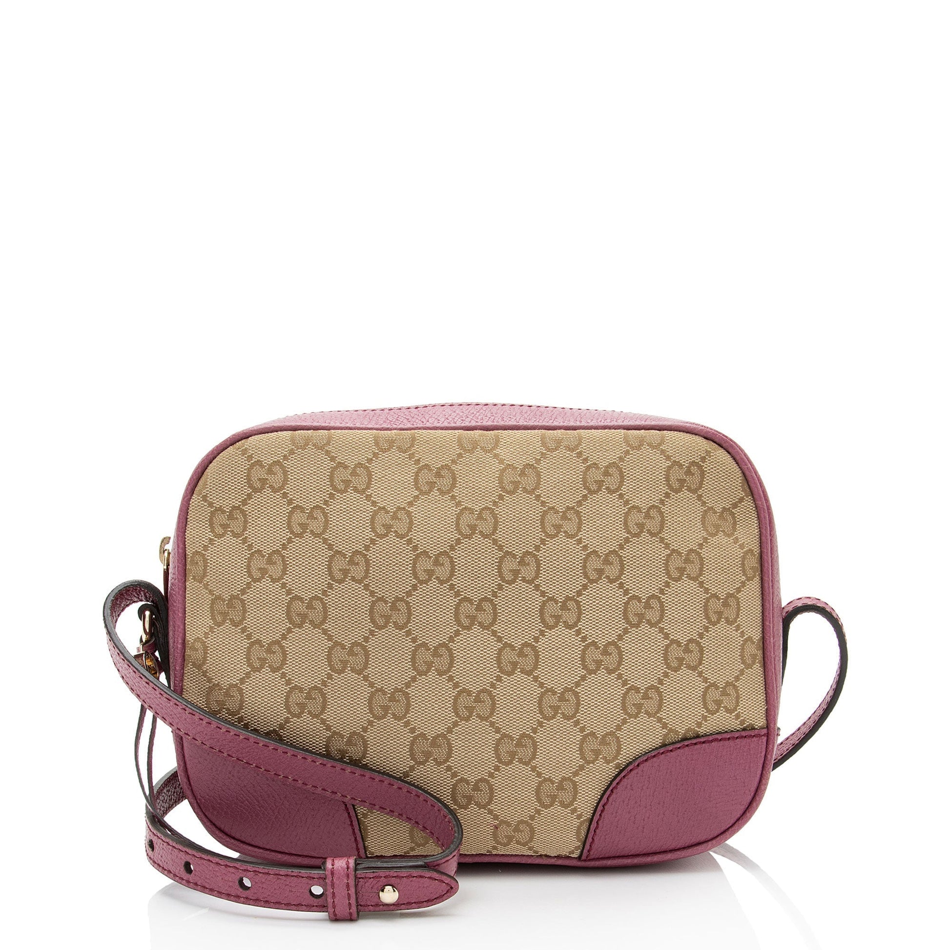 Gucci GG Bree Messenger Leather Canvas Beige Mini Crossbody Bag