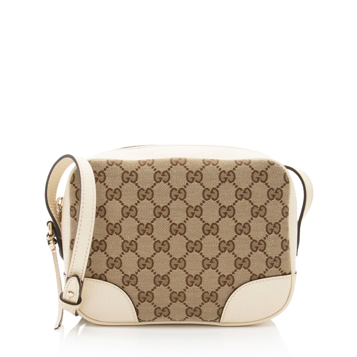 Gucci GG Bree Messenger Leather Canvas Brown Beige Shoulder Bag
