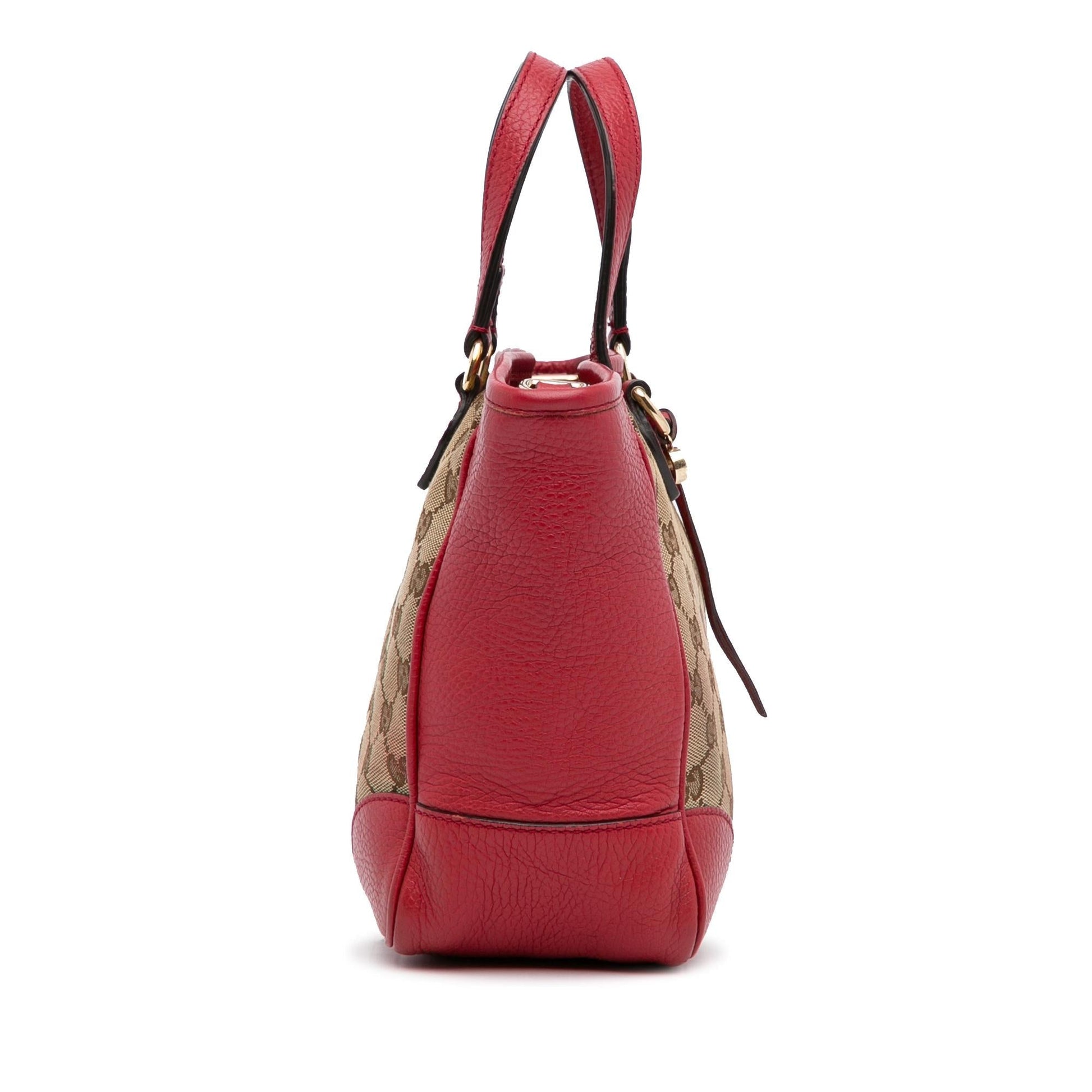 Gucci GG Bree SHG-wYDmJu Canvas Calf Brown Red Satchel Bag