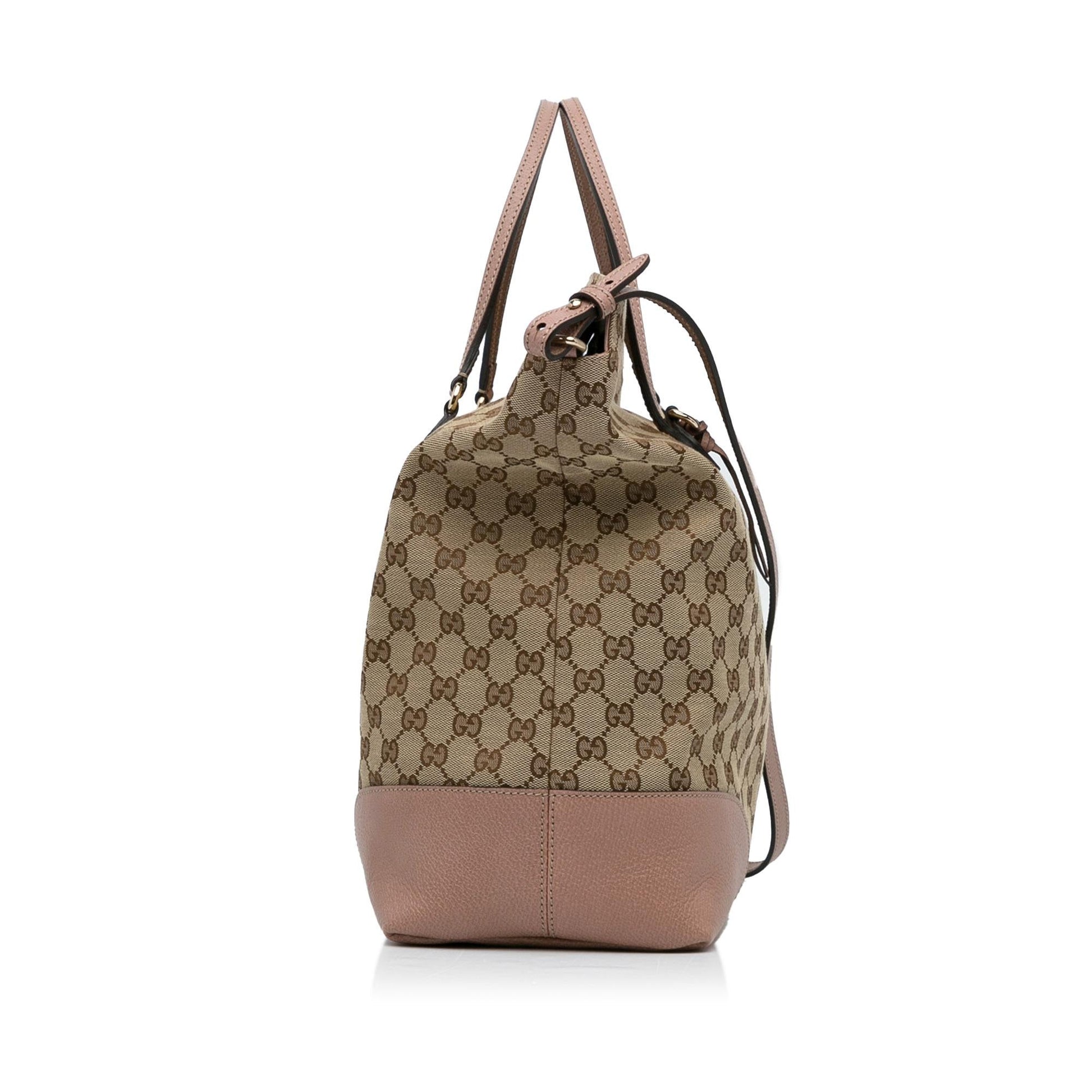 Gucci GG Bree SHG-SbHeXb Canvas Calf Brown Pink Satchel Bag
