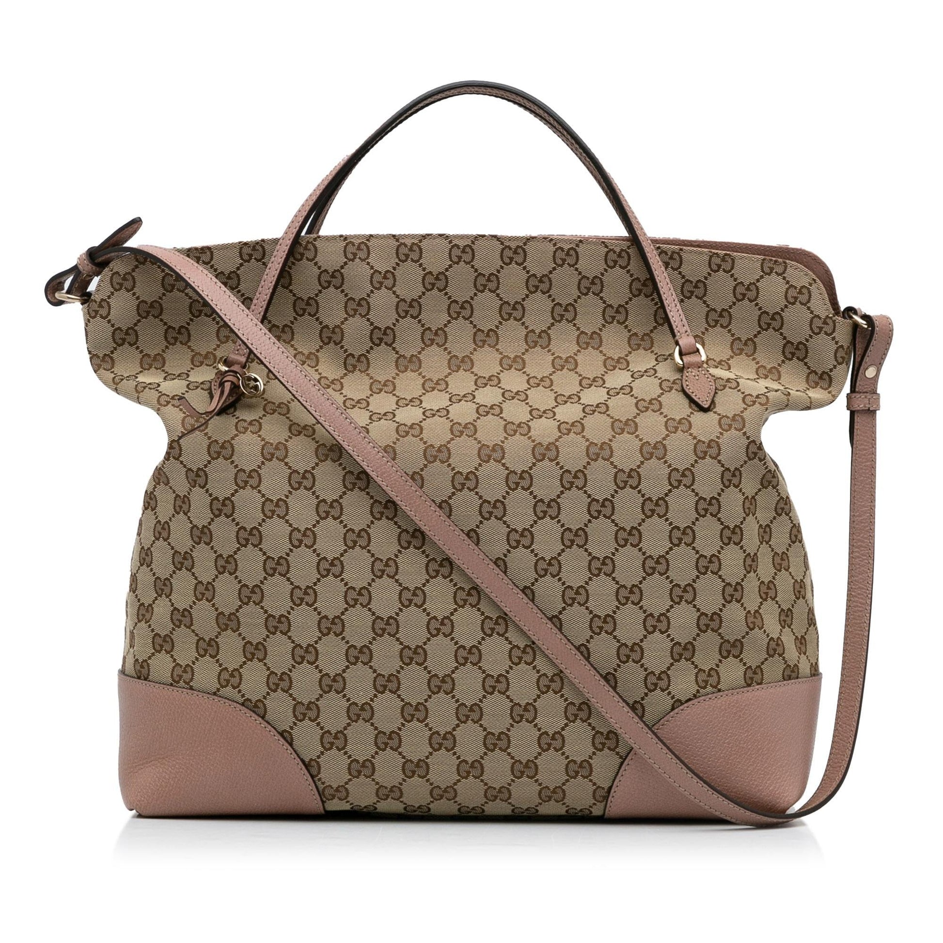Gucci GG Bree SHG-SbHeXb Canvas Calf Brown Pink Satchel Bag