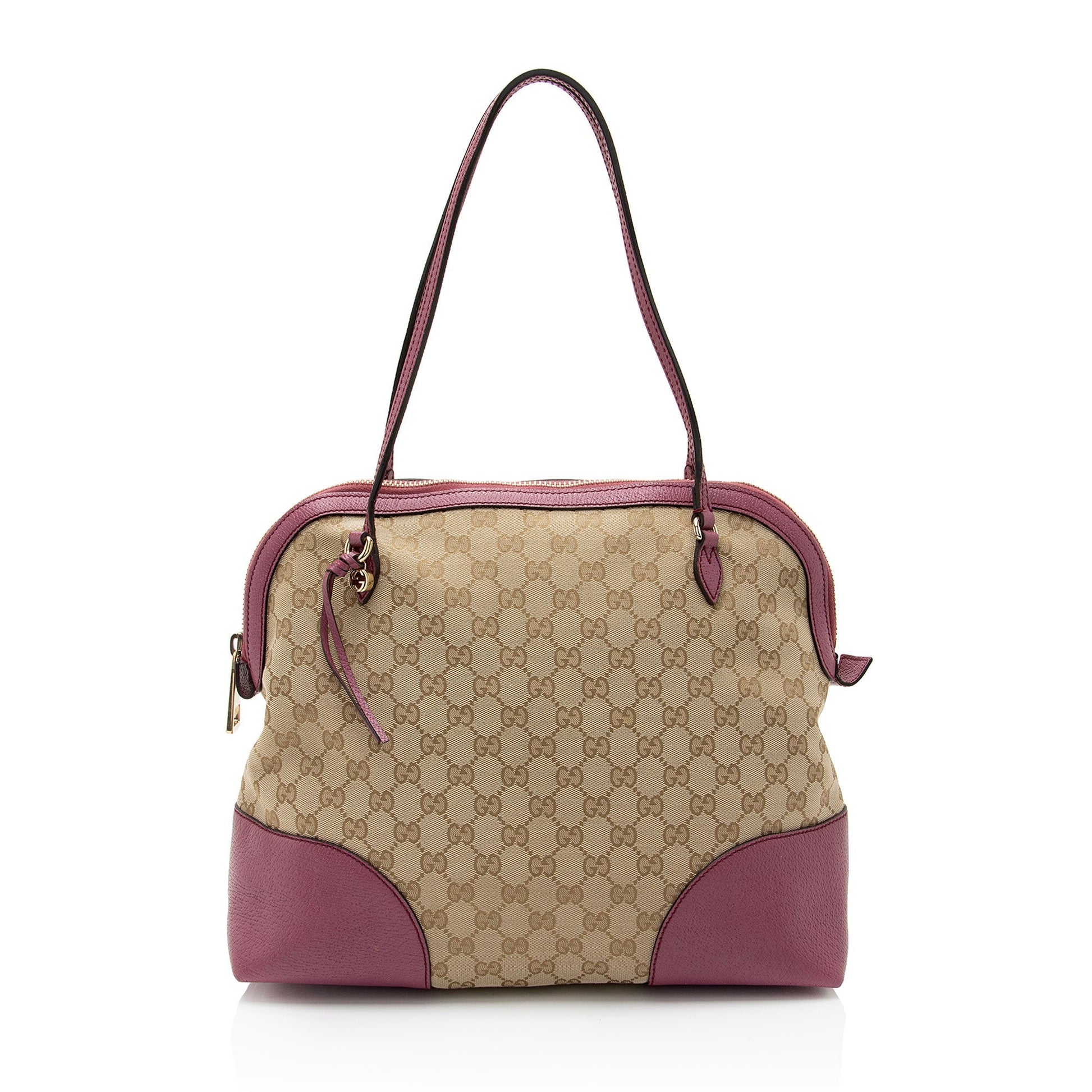 Gucci GG Bree SHF-XhboVD Leather Canvas Beige Pink Shoulder Bag