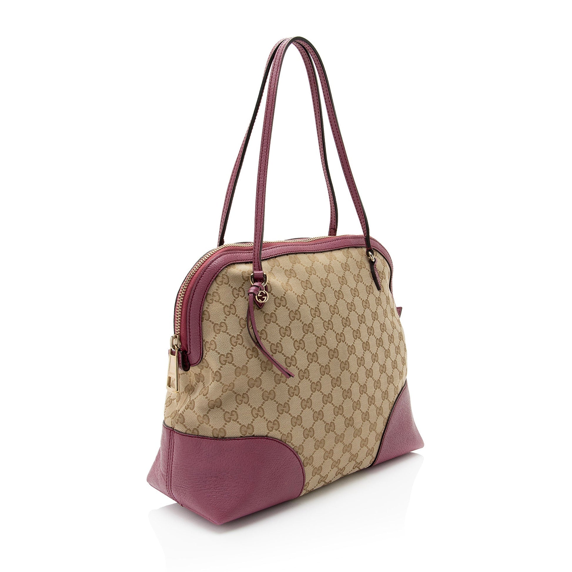 Gucci GG Bree SHF-XhboVD Leather Canvas Beige Pink Shoulder Bag