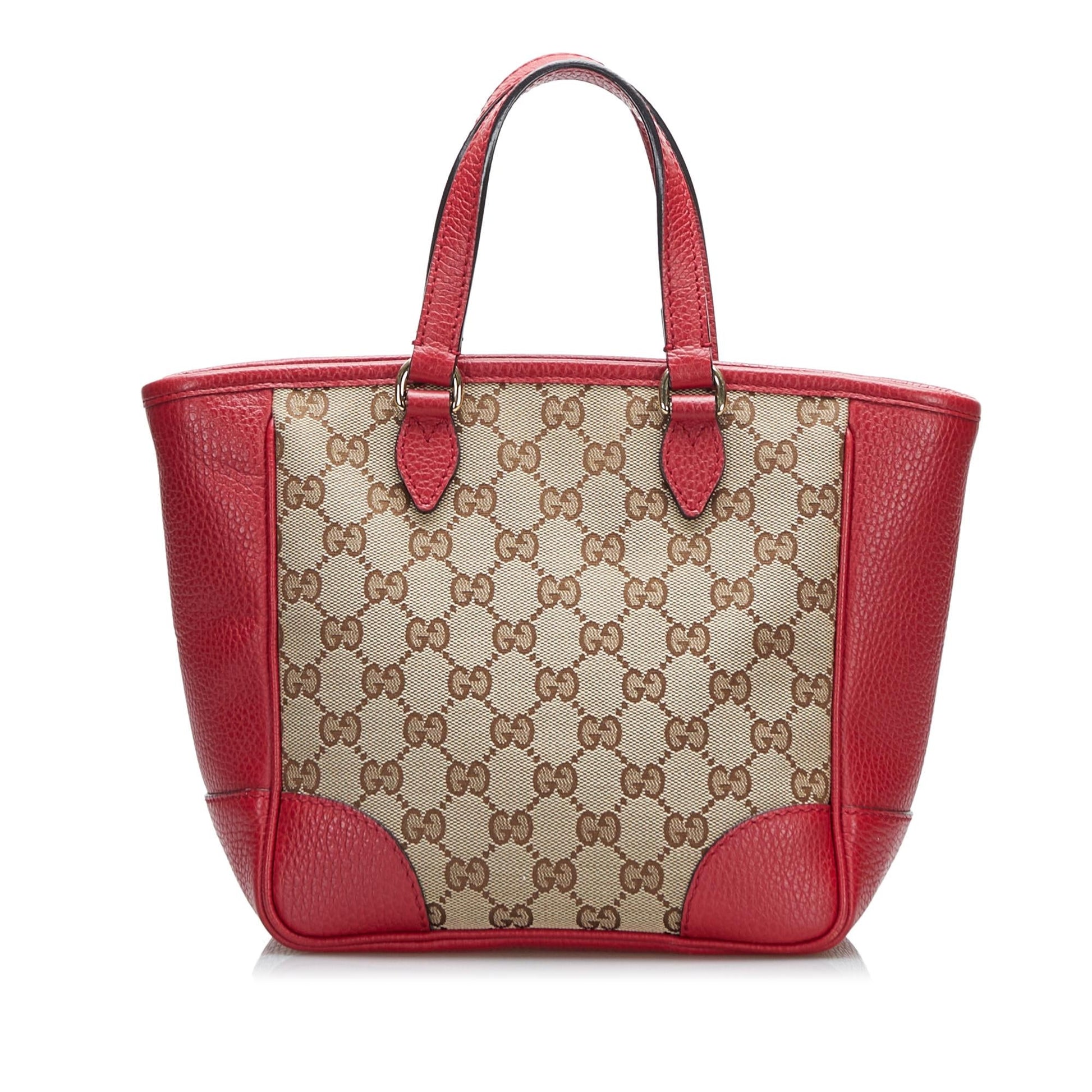 Gucci GG Bree SHG-5GHXMP Canvas Calf Brown Red Satchel Bag