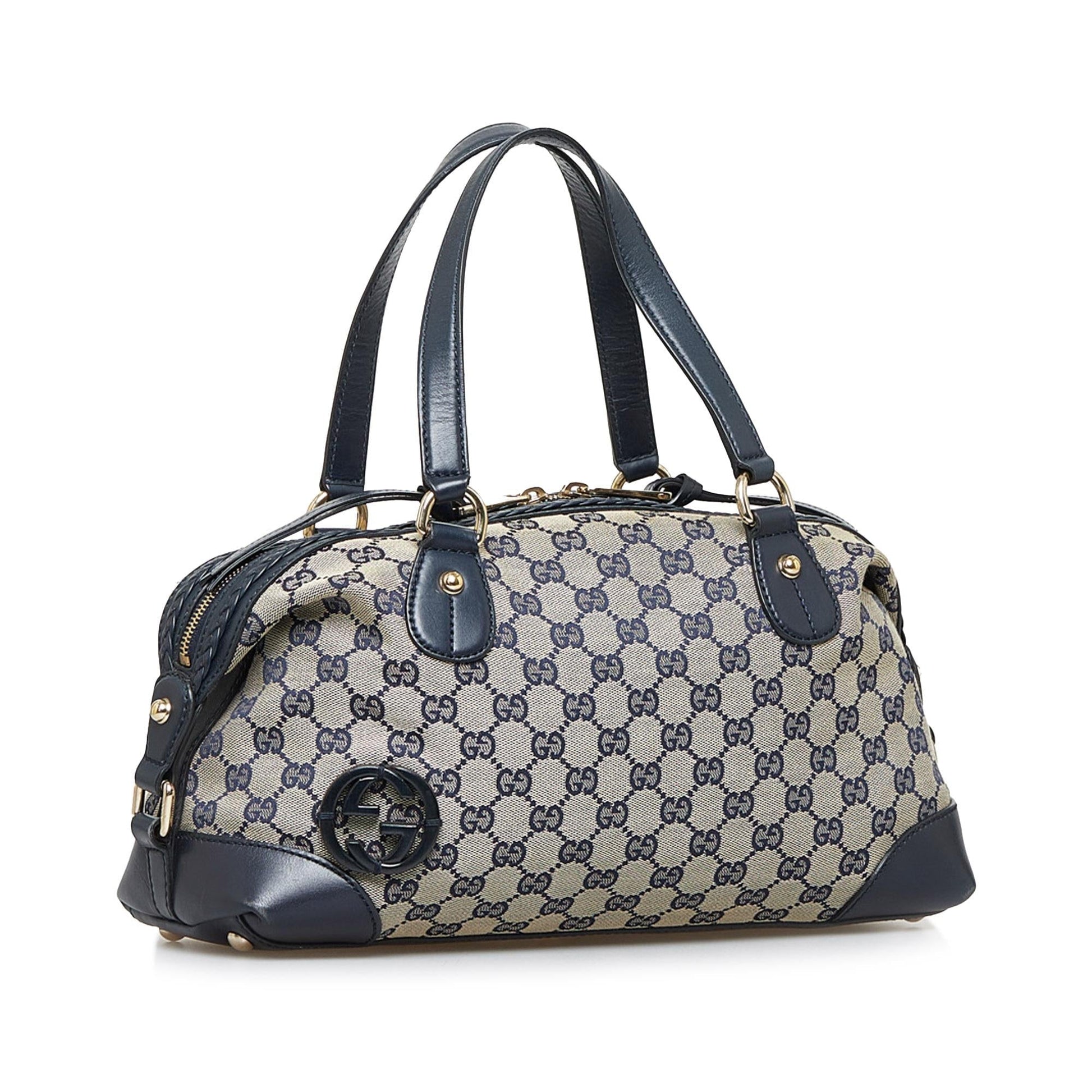 Gucci GG Brick Lane SHG-564Kbq Canvas Grey Satchel Bag