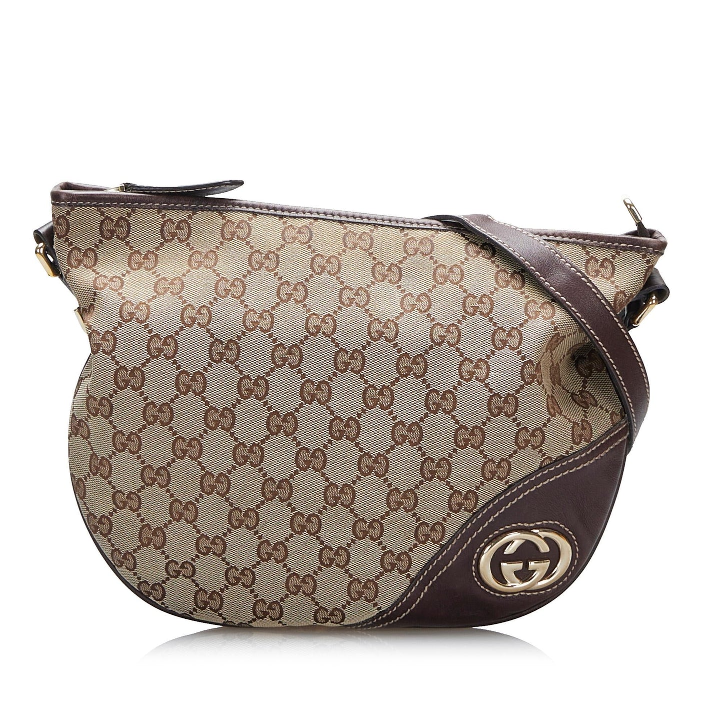 Gucci GG Britt SHG-gC3R2B Canvas Calf Brown Crossbody Bag