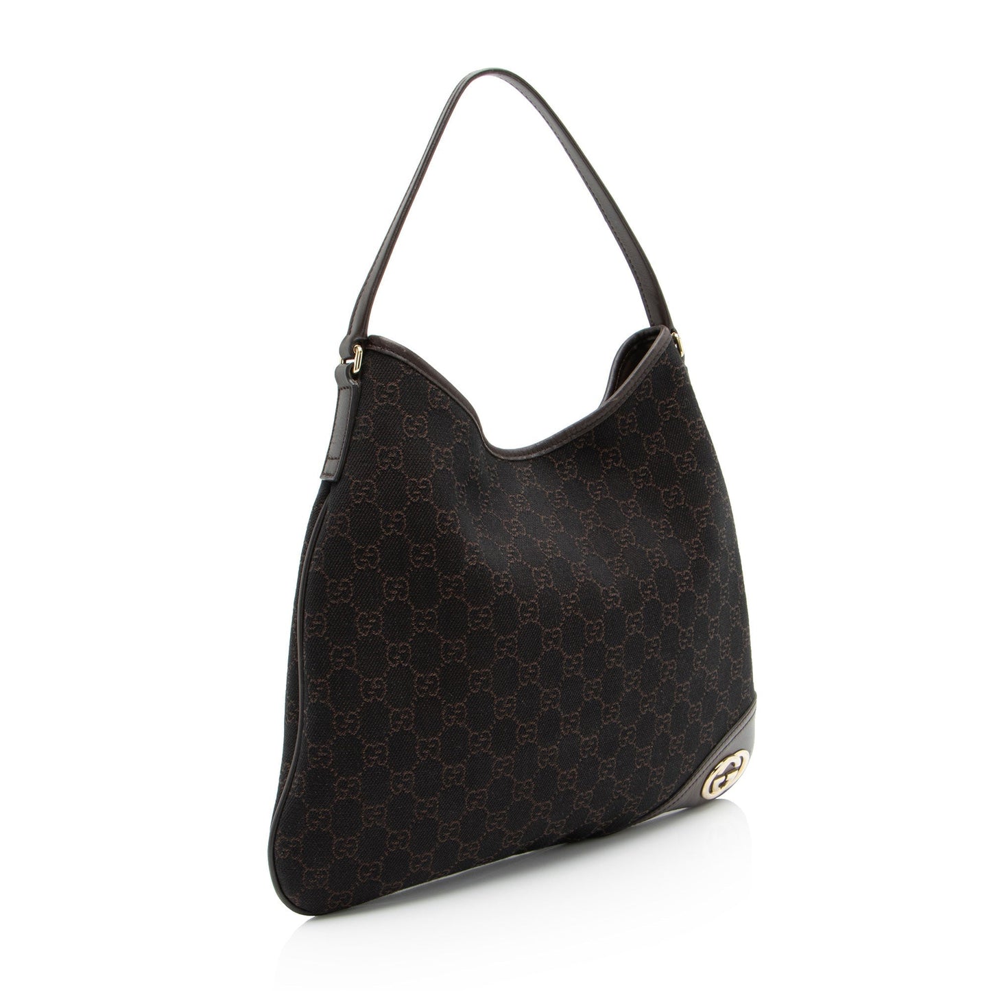 Gucci GG Britt SHF-9NPGMO Leather Canvas Black Medium Shoulder Bag