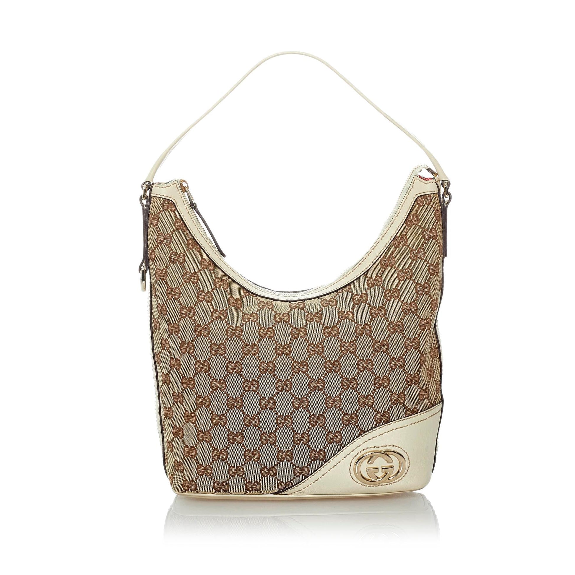 Gucci GG Britt SHG Canvas White Brown Shoulder Bag