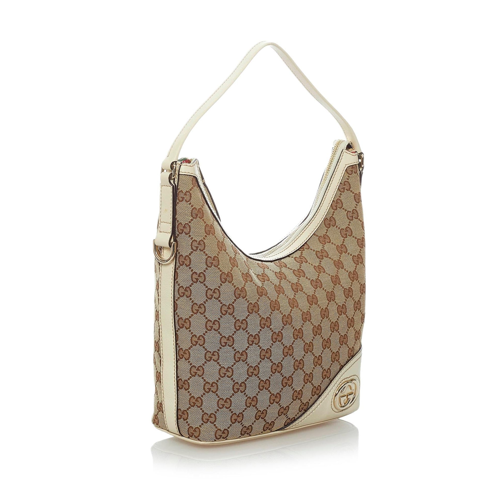 Gucci GG Britt SHG Canvas White Brown Shoulder Bag