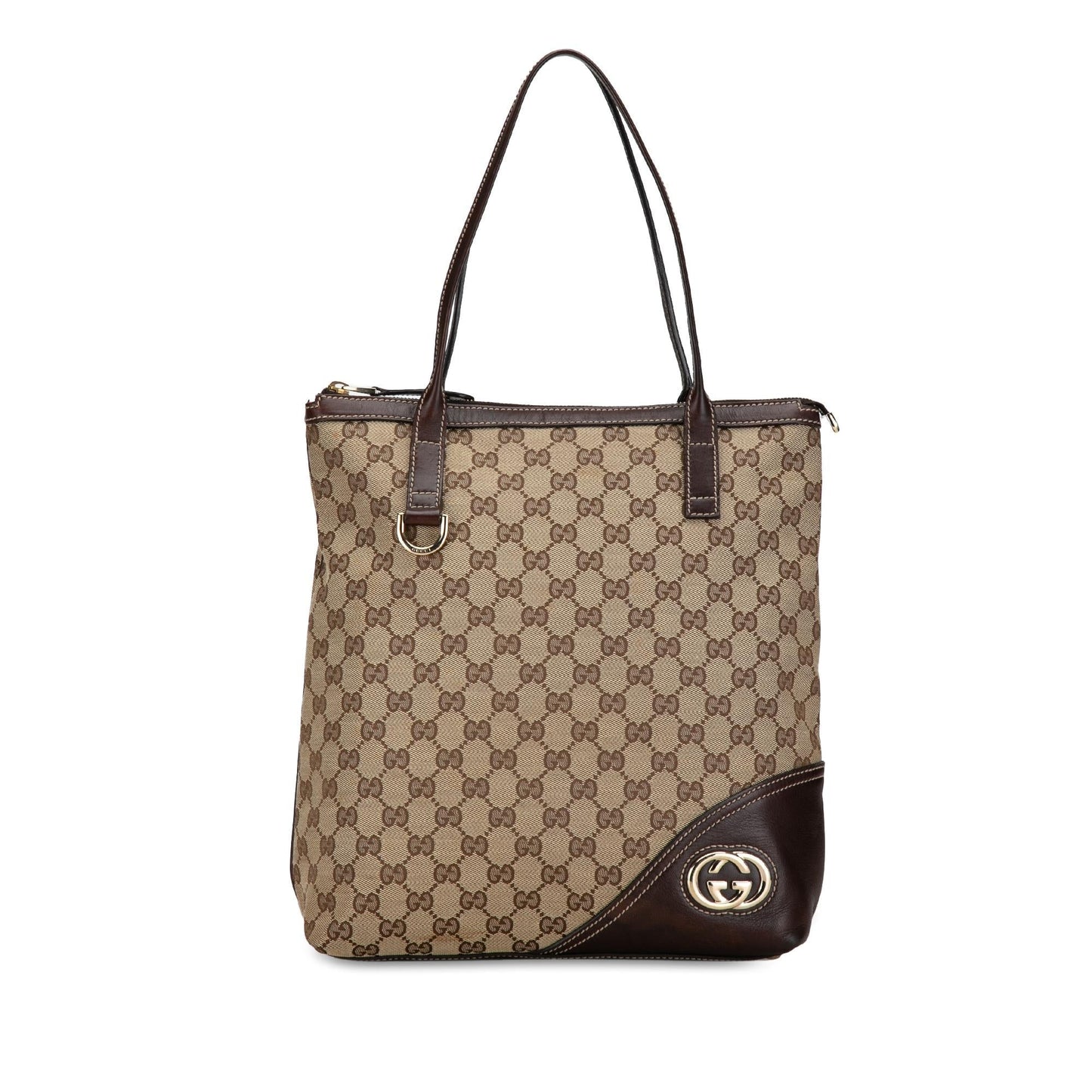 Gucci GG Britt SHG-Iug8NH Canvas Calf Brown Tote Bag