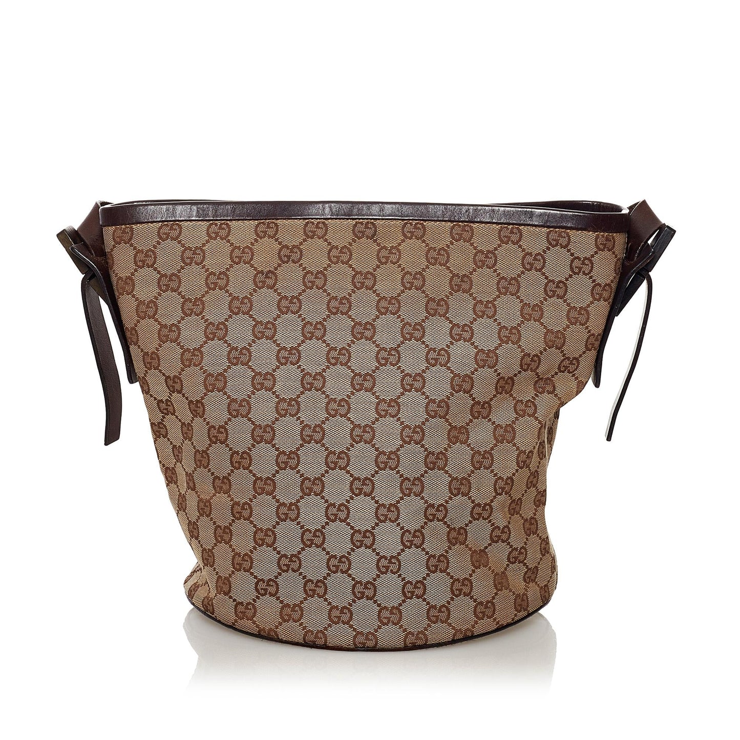 Gucci GG SHG Canvas Black Brown Bucket Shoulder Bag