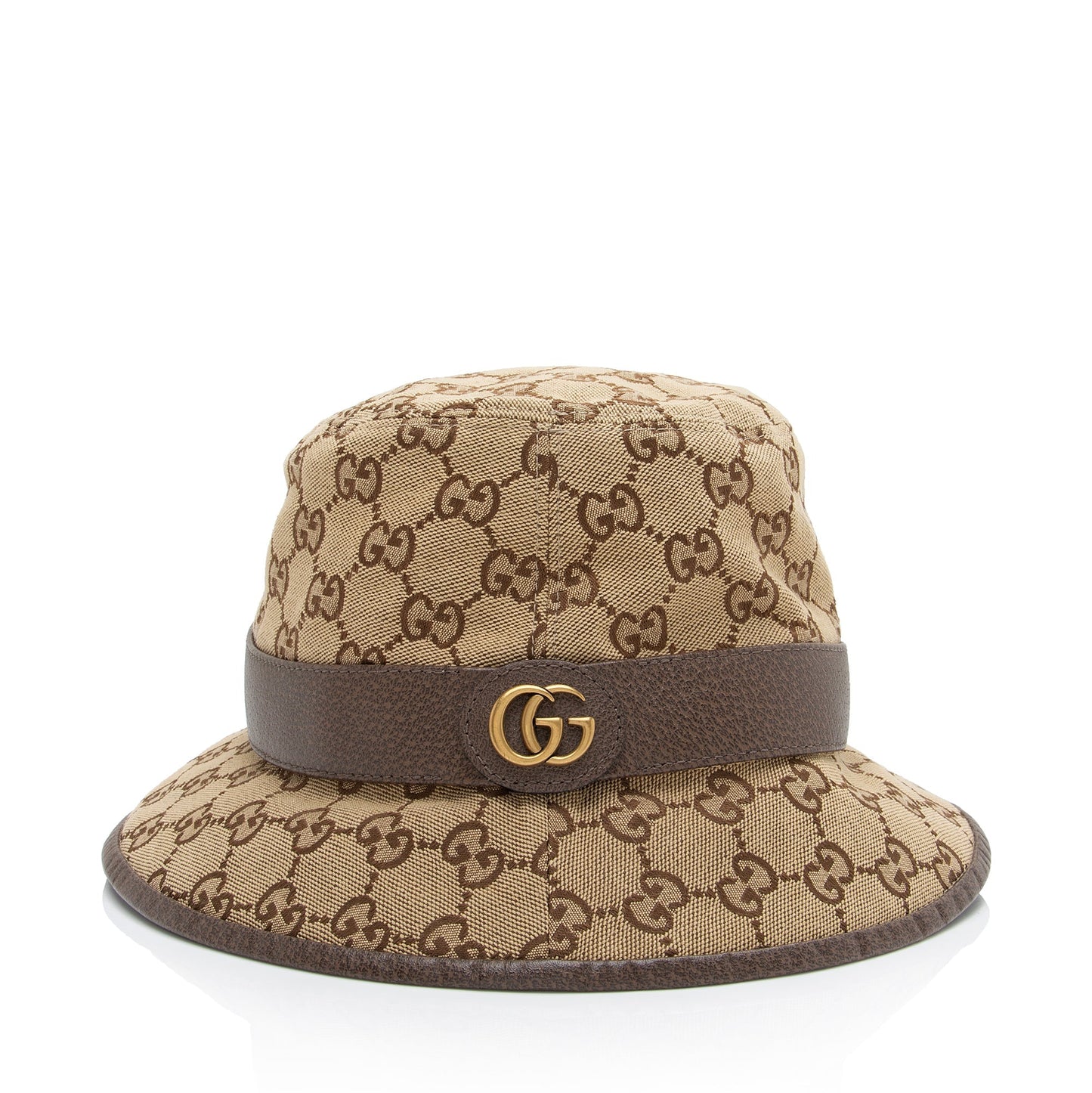 Gucci GG Bucket Hat - Size Leather Canvas Brown Beige Bucket Bag