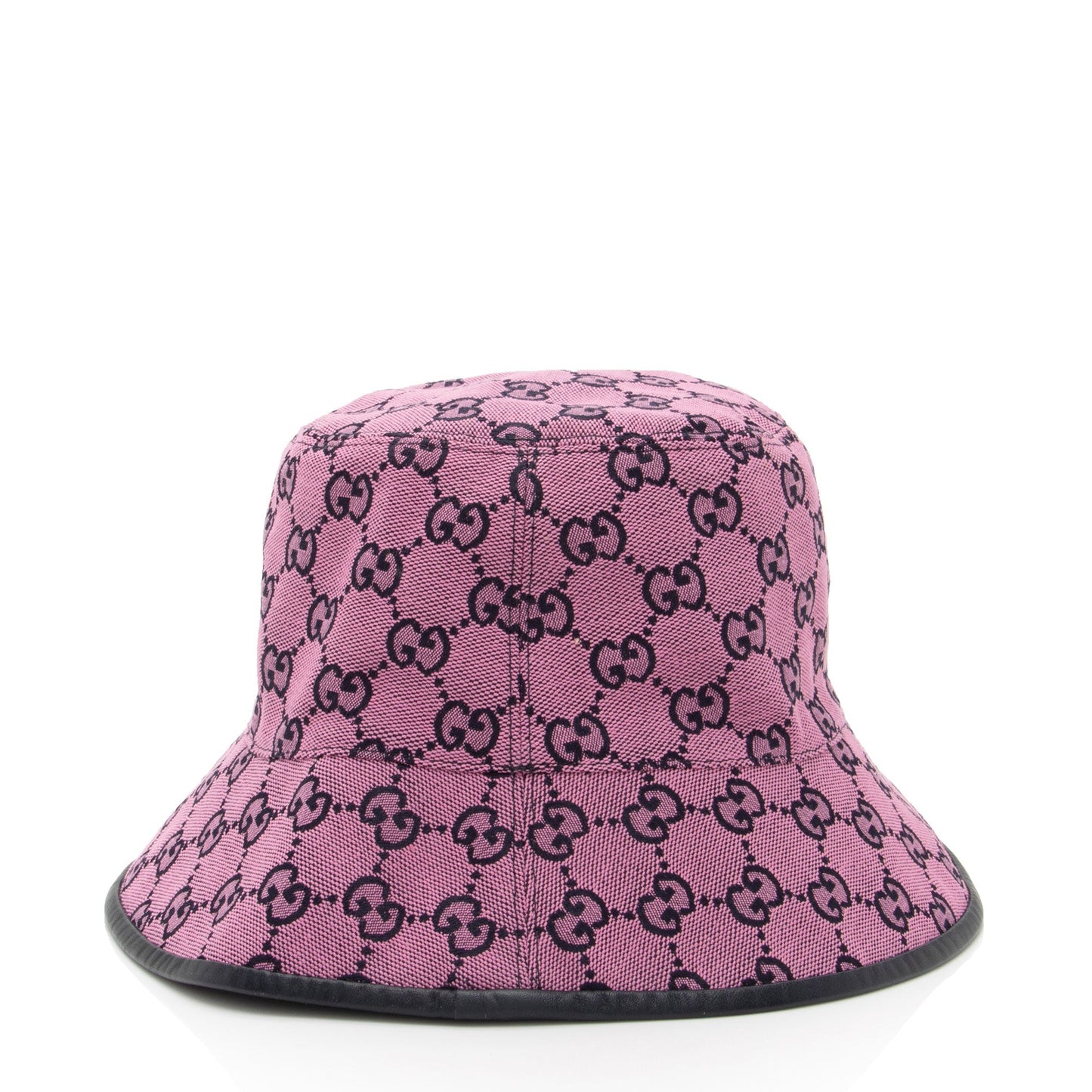 Gucci GG Bucket Hat - Size Leather Canvas Black Pink Bucket Bag