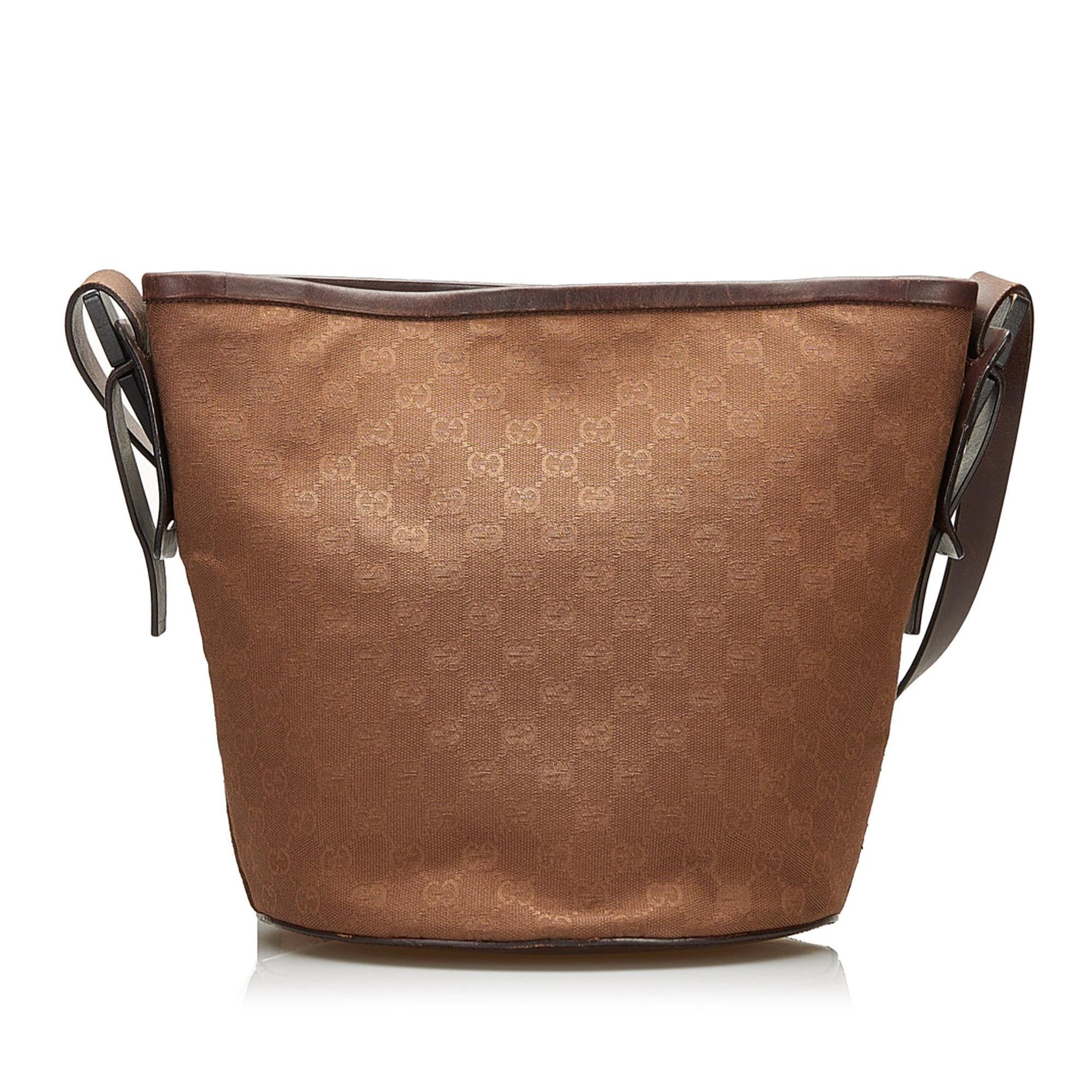 Gucci GG SHG Canvas Brown Bucket Shoulder Bag