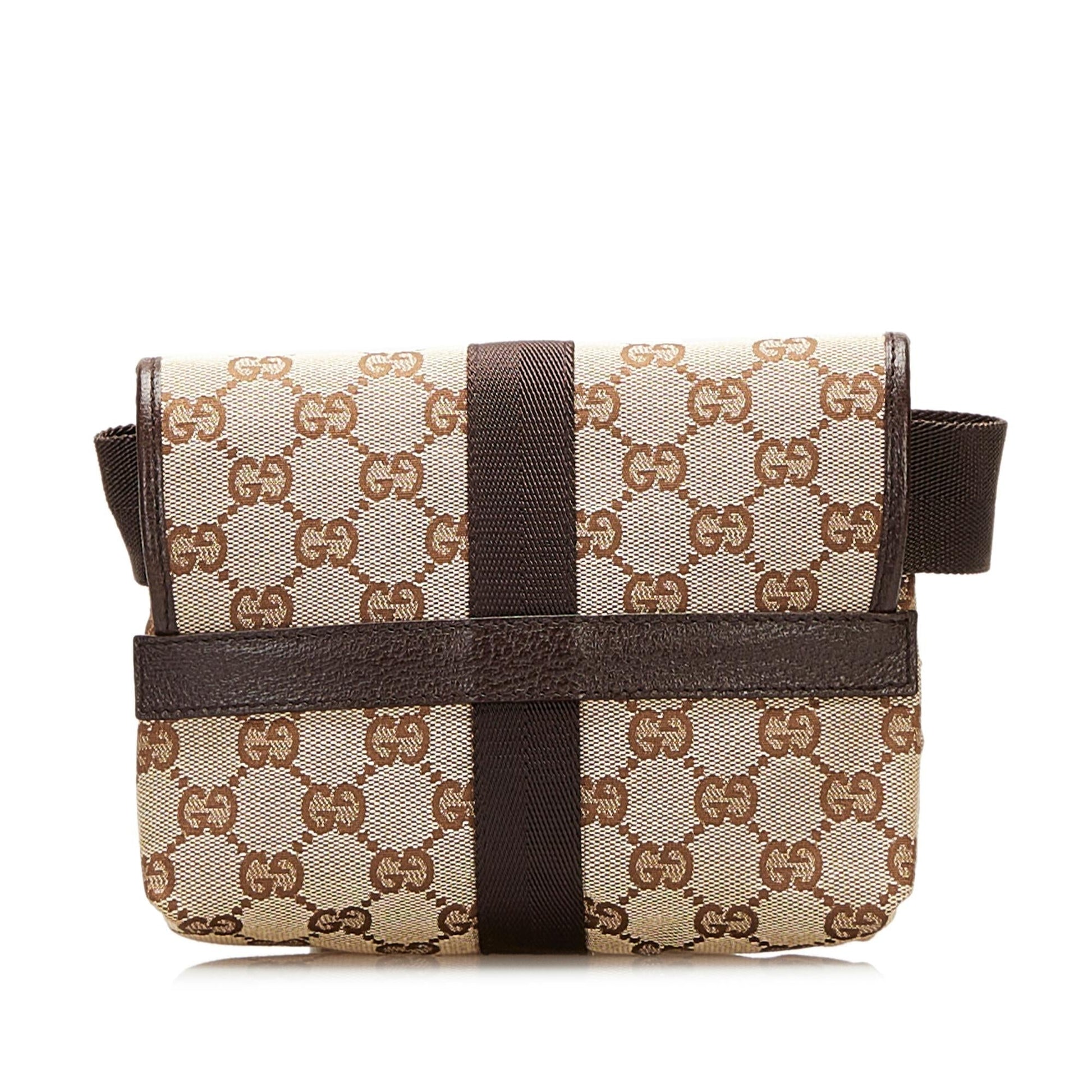 Gucci GG Buckle Belt SHG Canvas Brown Accessory