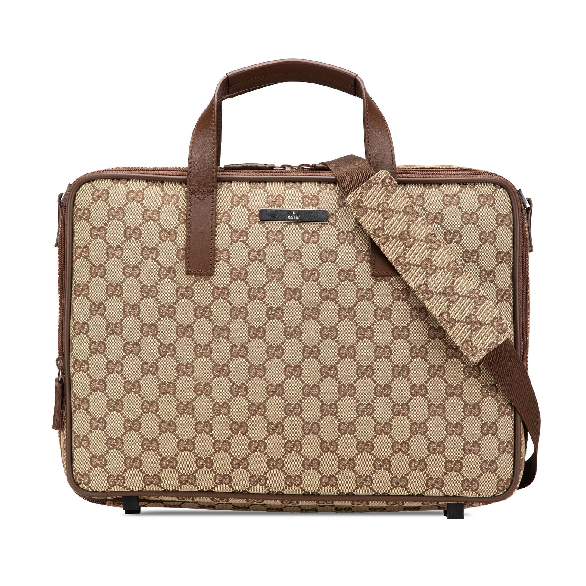 Gucci GG Business Canvas Calf Brown Tote Bag
