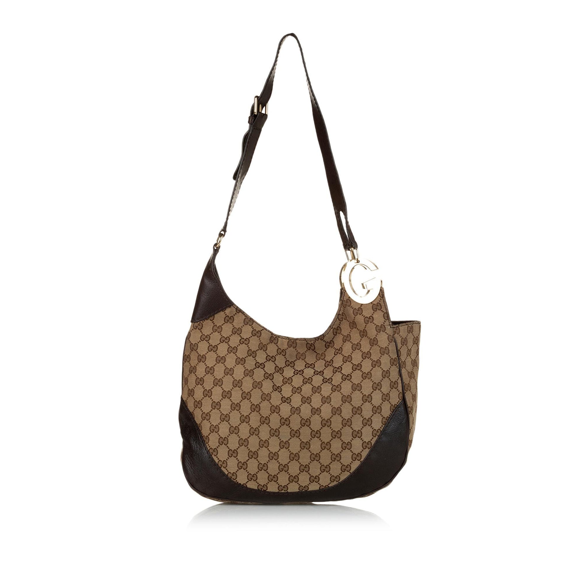 Gucci GG Charlotte SHG Canvas Calf Brown Crossbody Bag