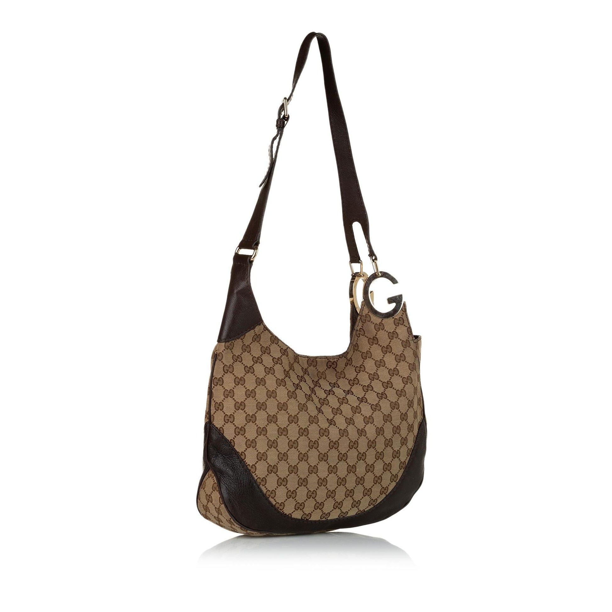 Gucci GG Charlotte SHG Canvas Calf Brown Crossbody Bag
