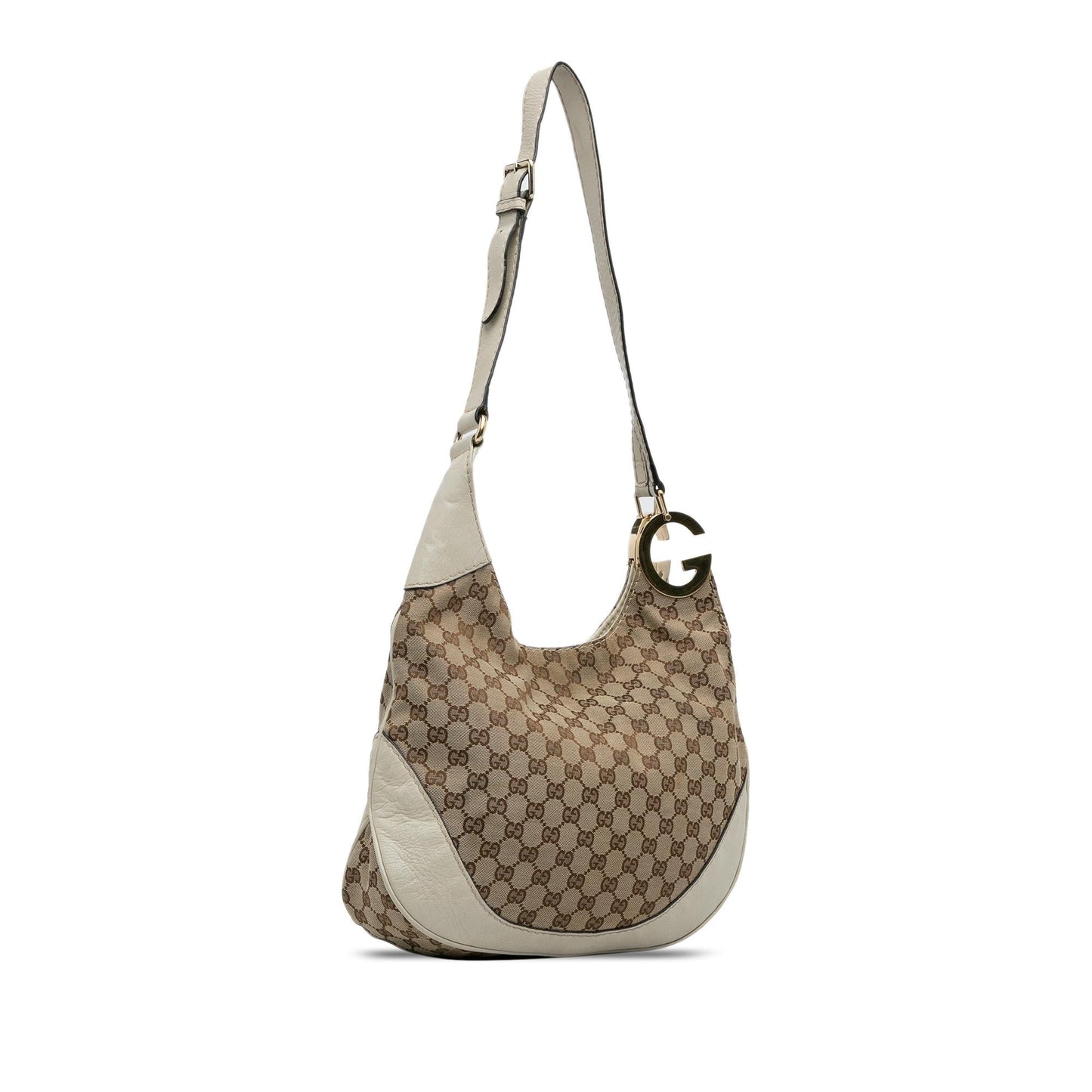 Gucci GG Charlotte SHG-KFrw1S Canvas Calf White Brown Crossbody Bag