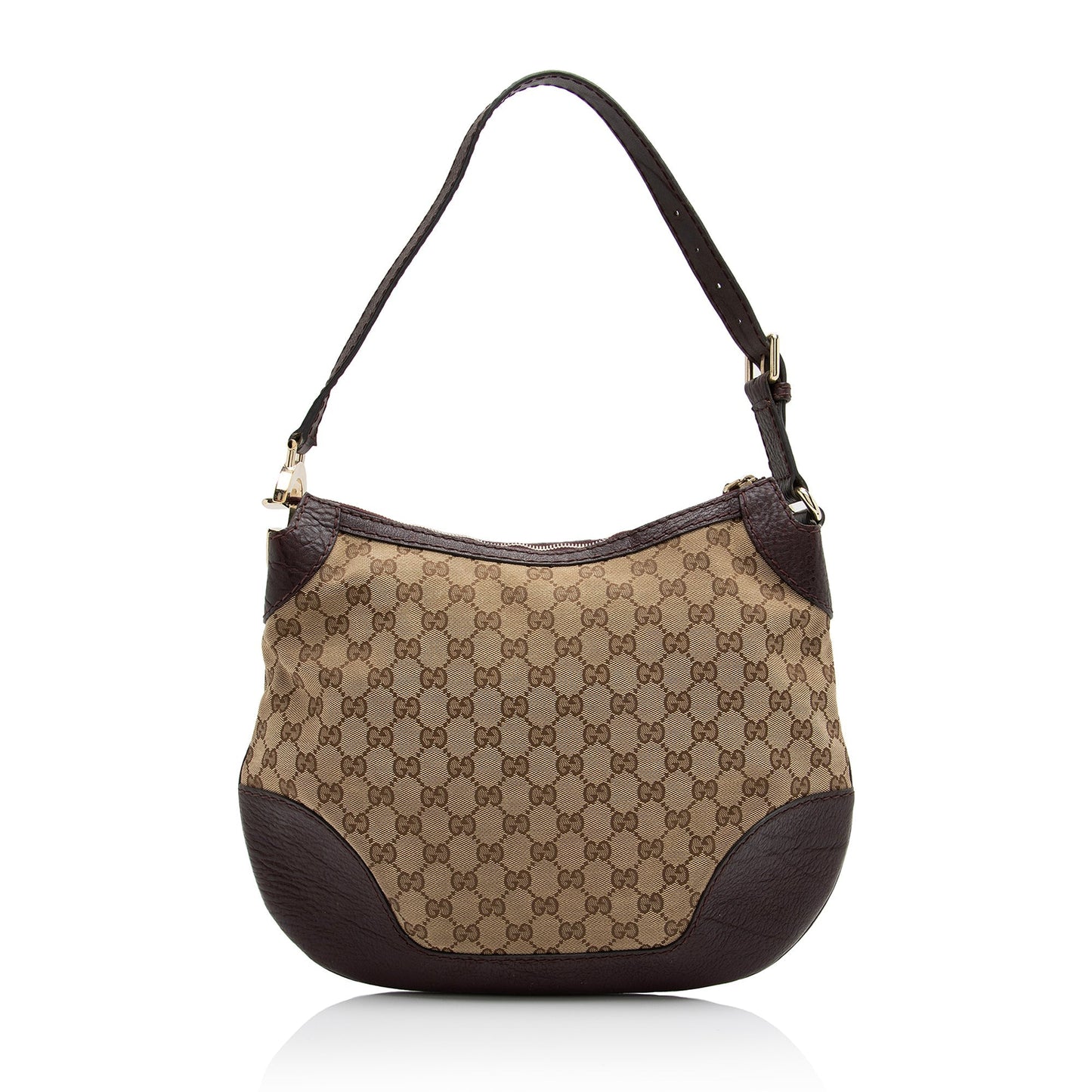 Gucci GG Charlotte SHF Leather Canvas Brown Beige Shoulder Bag