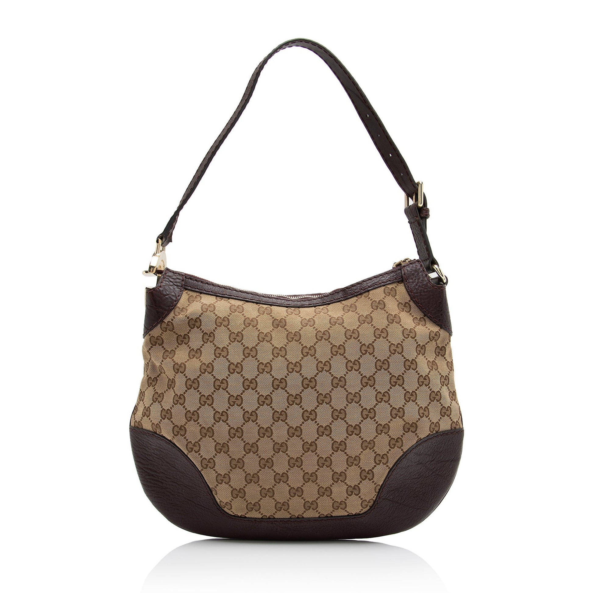 Gucci GG Charlotte SHF Leather Canvas Brown Beige Shoulder Bag