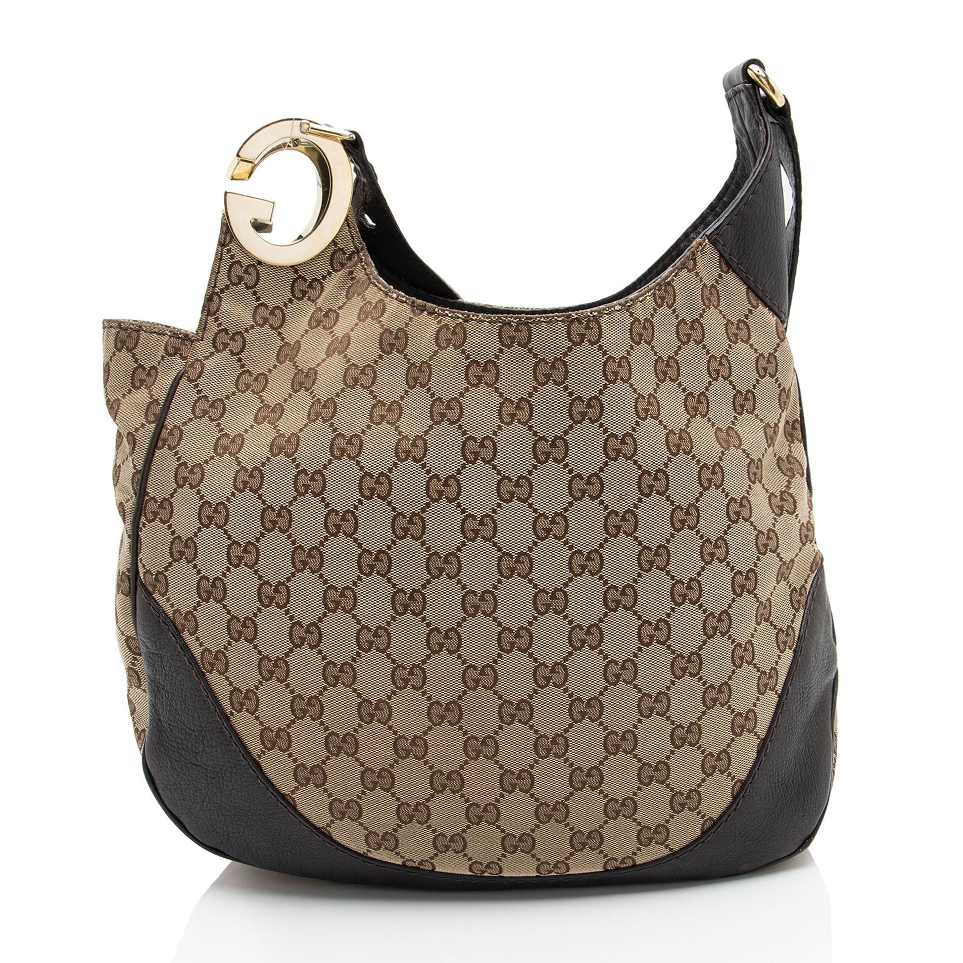 Gucci GG Charlotte SHF-2fr7e3 Leather Canvas Brown Medium Shoulder Bag
