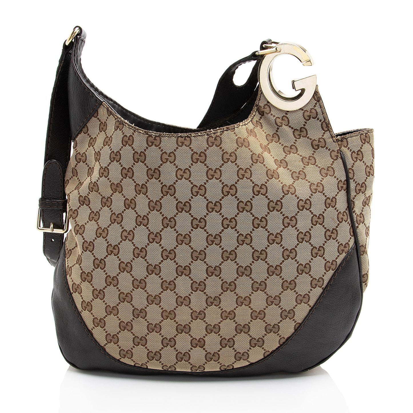 Gucci GG Charlotte SHF-2fr7e3 Leather Canvas Brown Medium Shoulder Bag