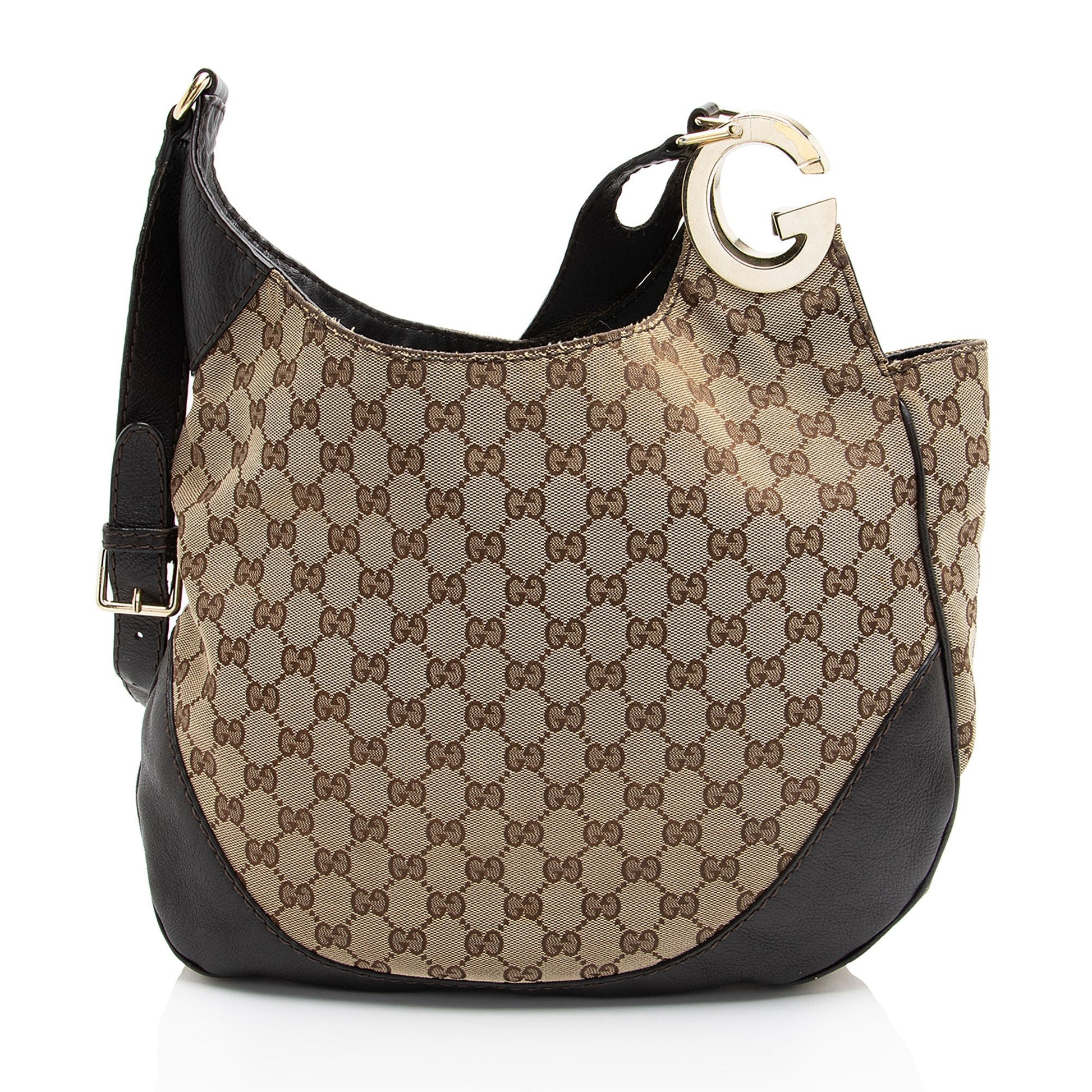 Gucci GG Charlotte SHF-2fr7e3 Leather Canvas Brown Medium Shoulder Bag
