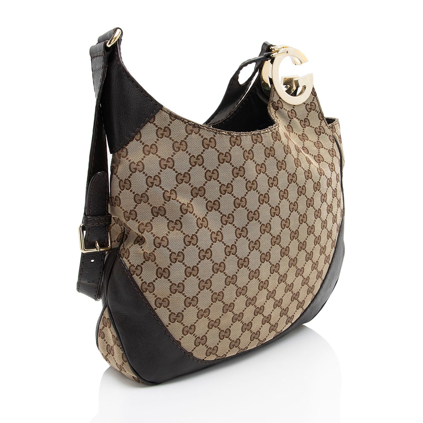 Gucci GG Charlotte SHF-2fr7e3 Leather Canvas Brown Medium Shoulder Bag