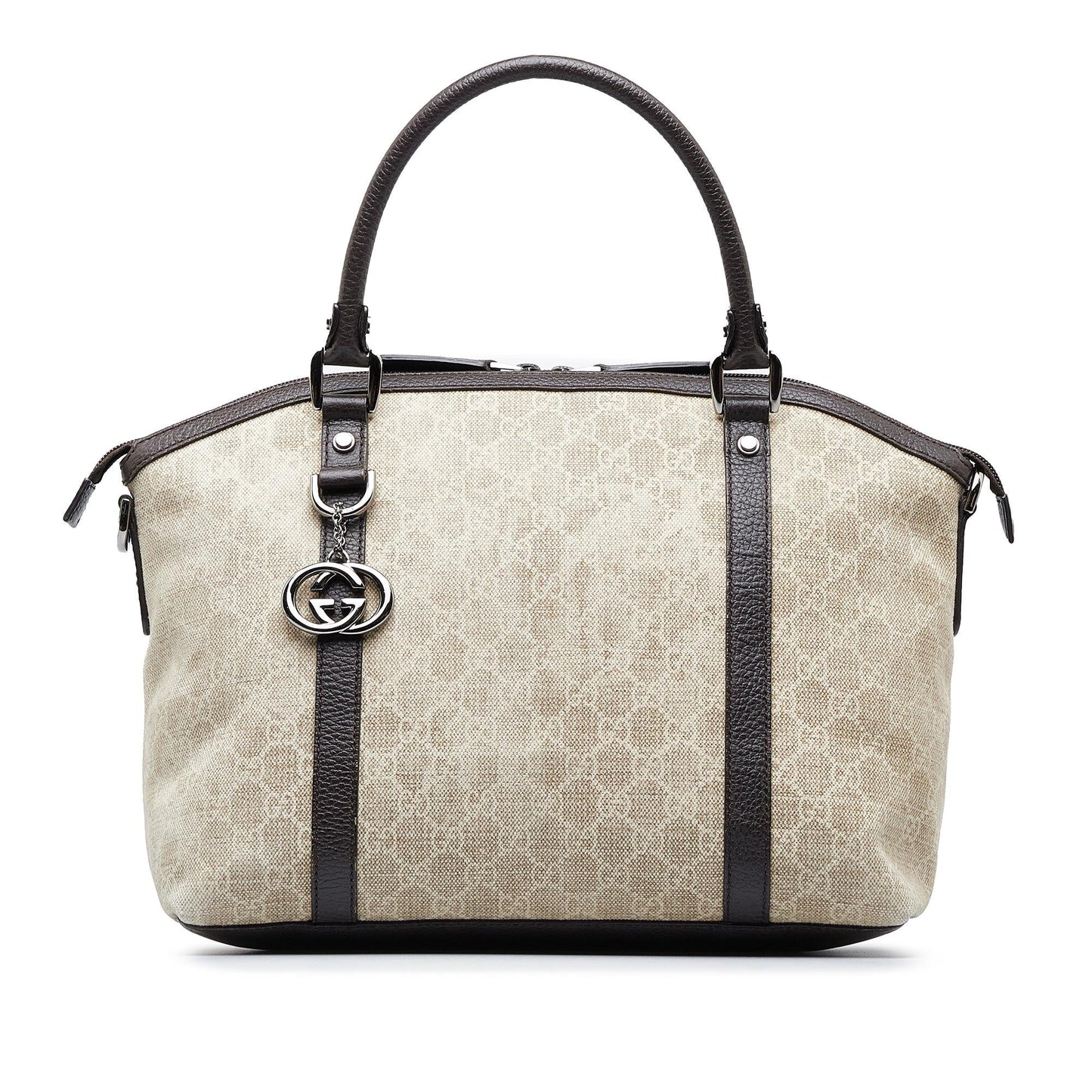 Gucci GG Charm Dome SHG-MOjlZ6 Canvas Brown Satchel Bag