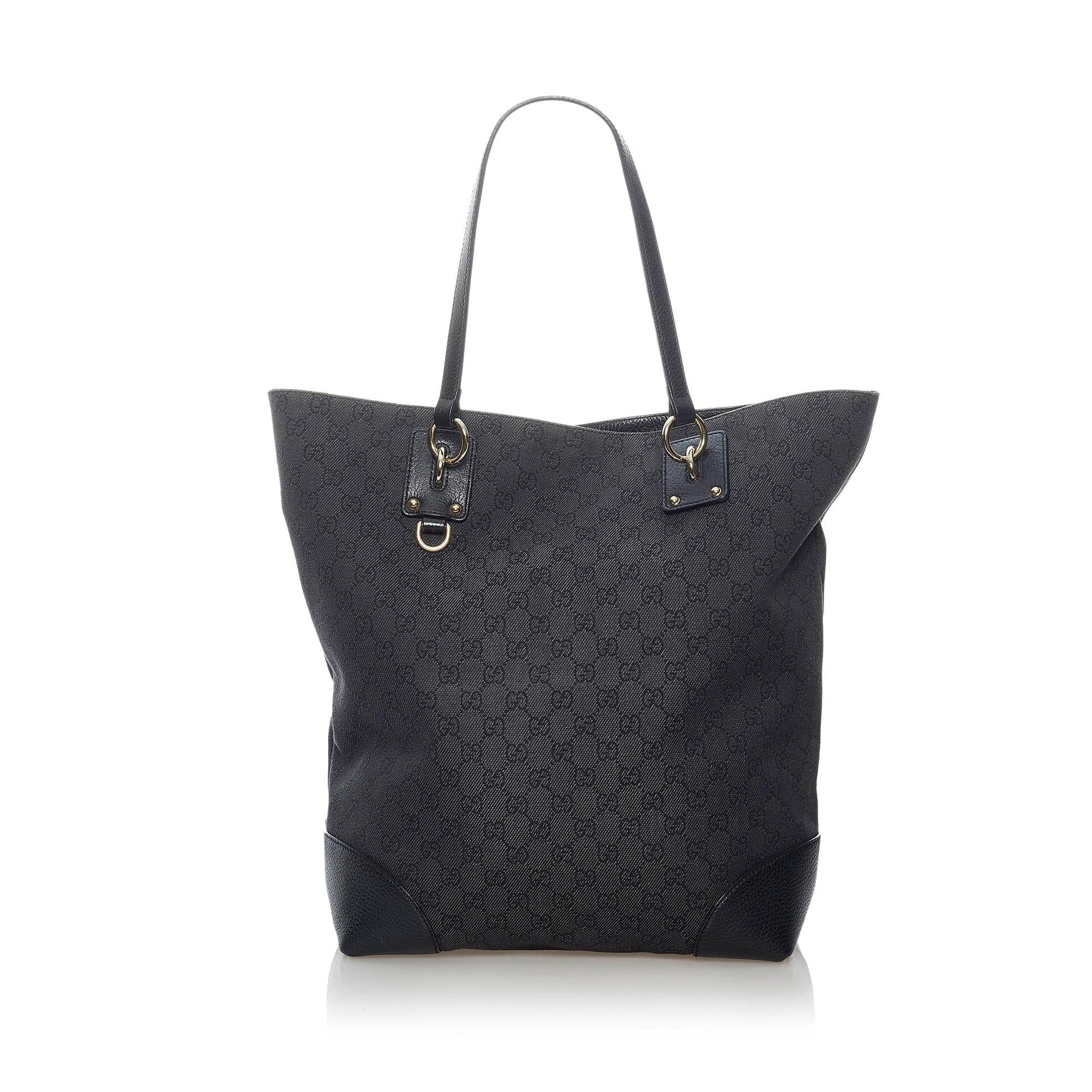 Gucci GG Charm SHG Canvas Black Tote Bag