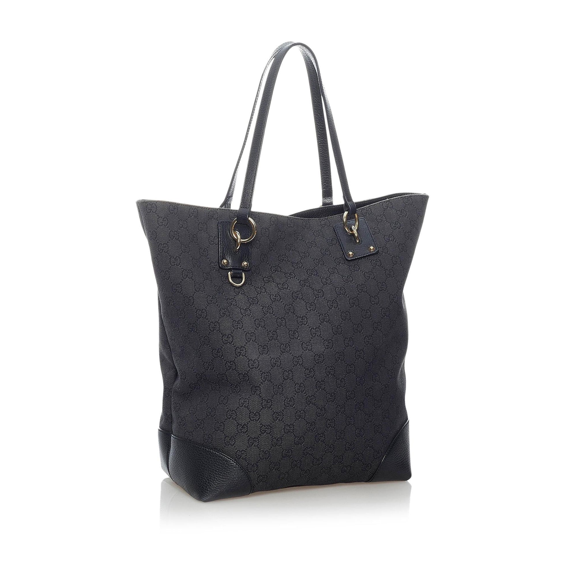 Gucci GG Charm SHG Canvas Black Tote Bag