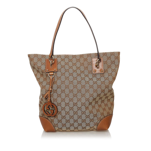 Gucci GG Charm SHG Canvas Brown Tote Bag
