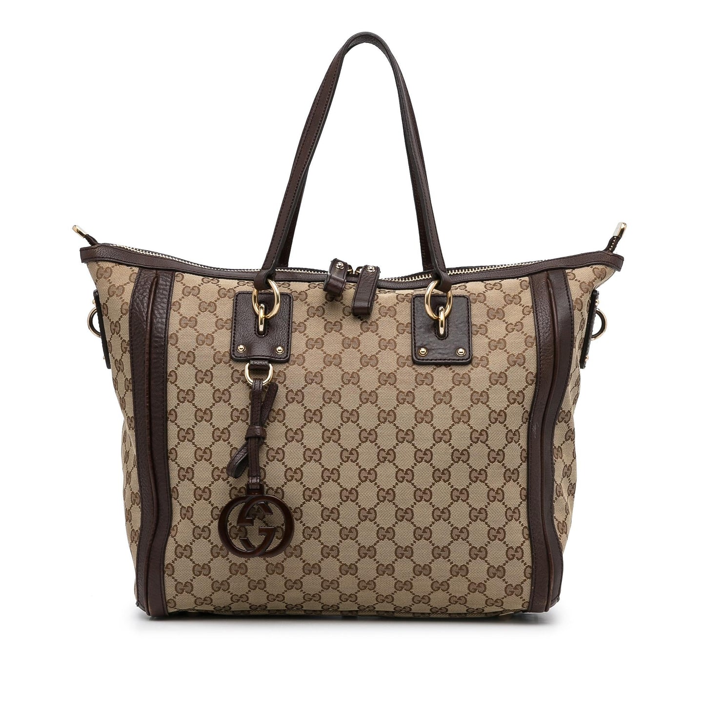 Gucci GG Charm SHG-Hrij6R Canvas Calf Brown Tote Bag