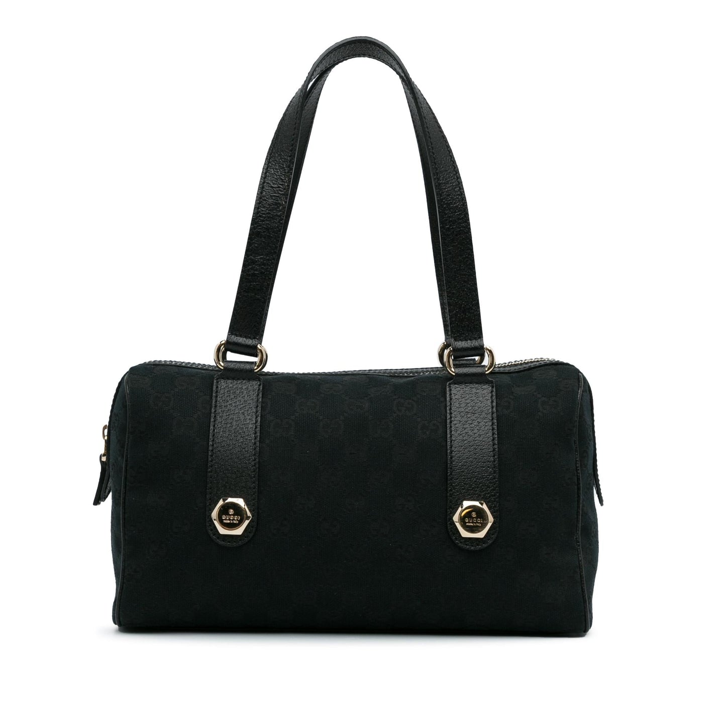 Gucci GG Charmy SHG-8O8KhM Canvas Calf Black Satchel Bag