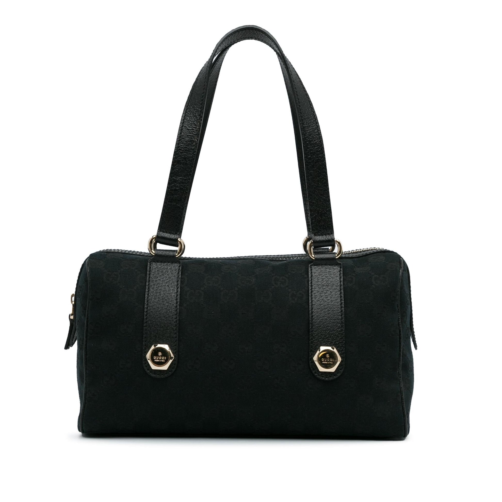 Gucci GG Charmy SHG-8O8KhM Canvas Calf Black Satchel Bag