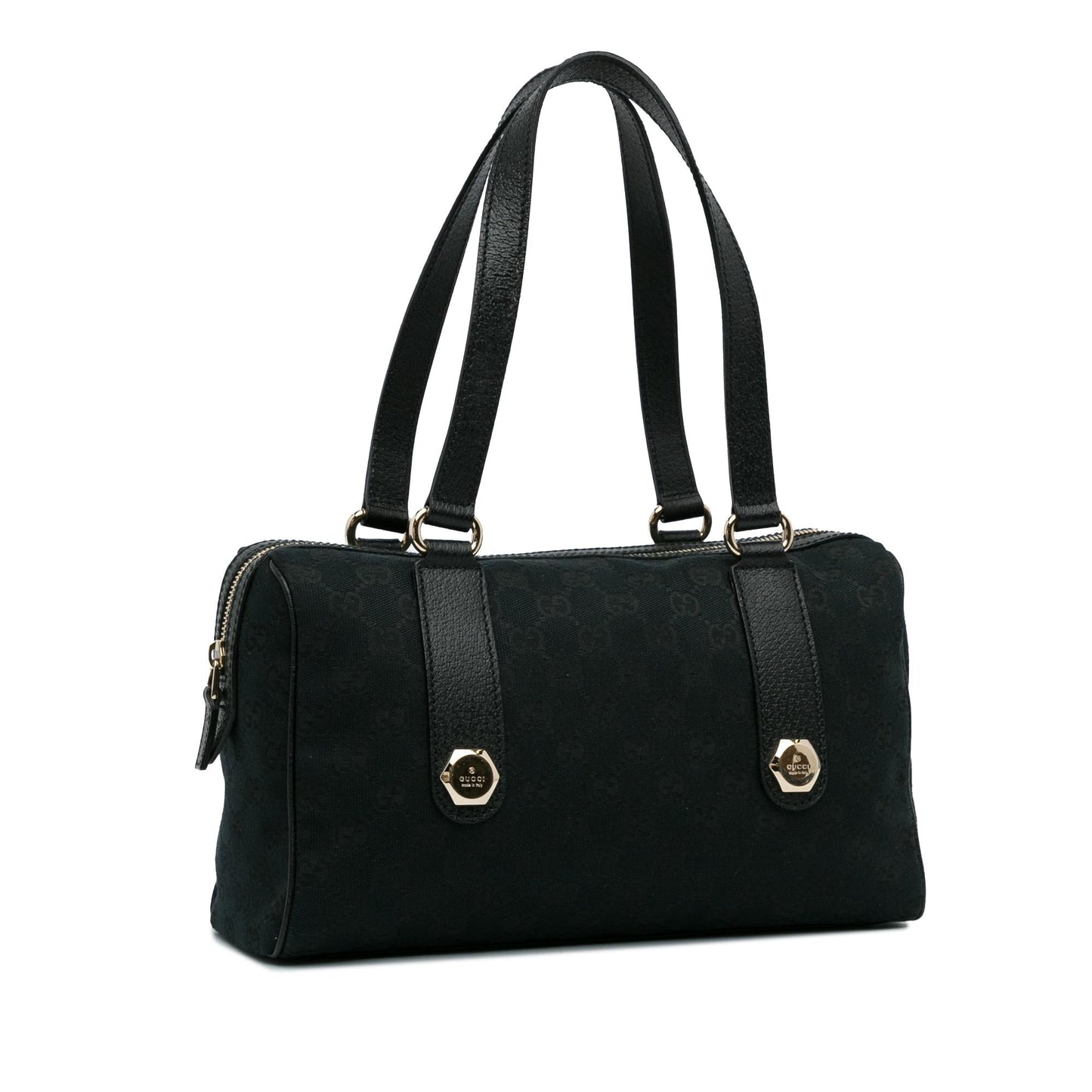 Gucci GG Charmy SHG-8O8KhM Canvas Calf Black Satchel Bag