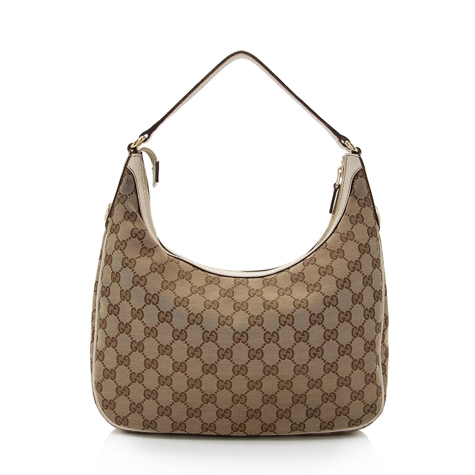 Gucci GG Charmy SHF-Xs0SFM Leather Canvas White Beige Shoulder Bag