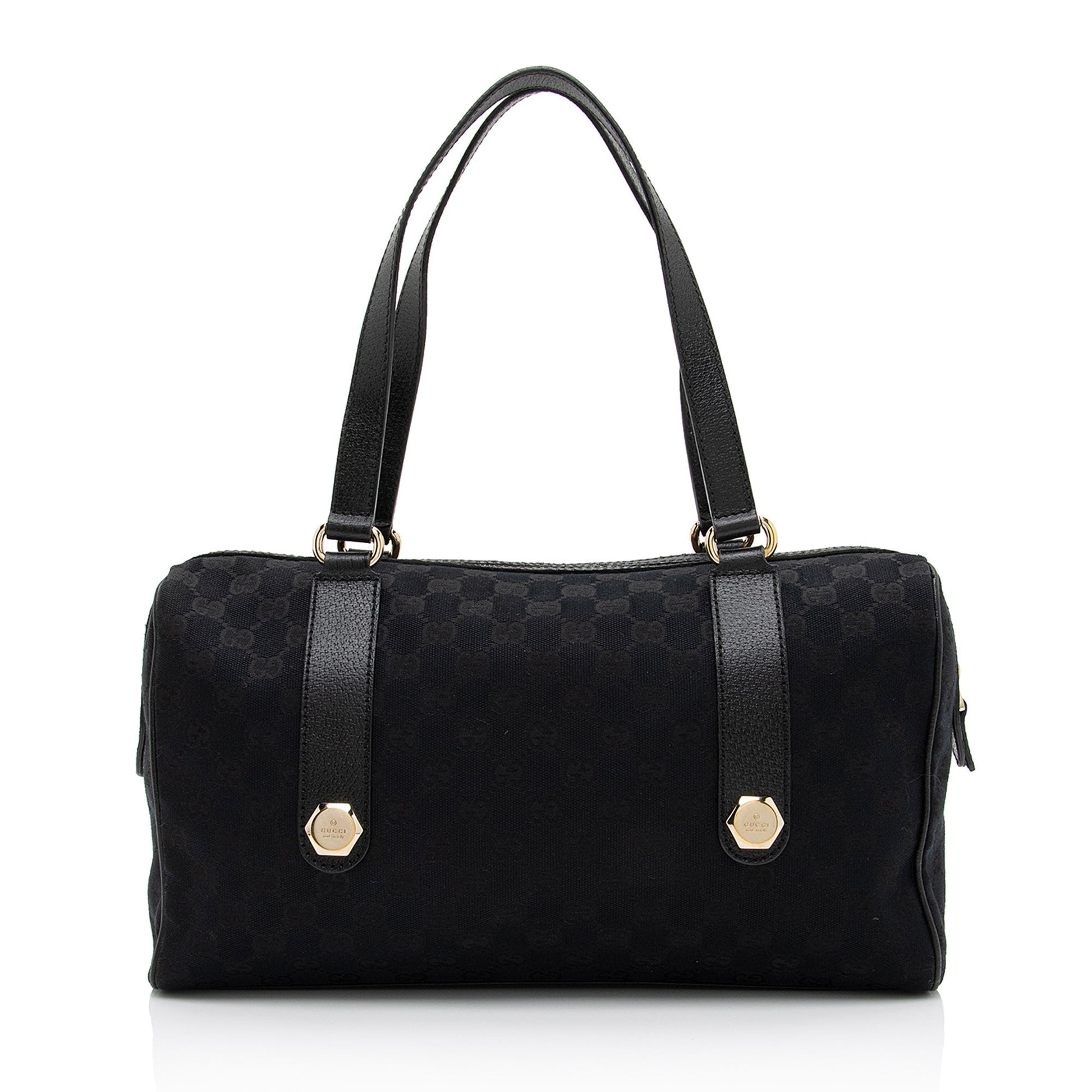 Gucci GG Charmy SHF-wHUMyf Leather Canvas Black Satchel Bag