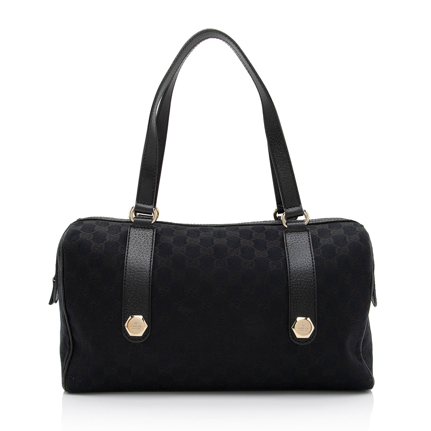 Gucci GG Charmy SHF-wHUMyf Leather Canvas Black Satchel Bag