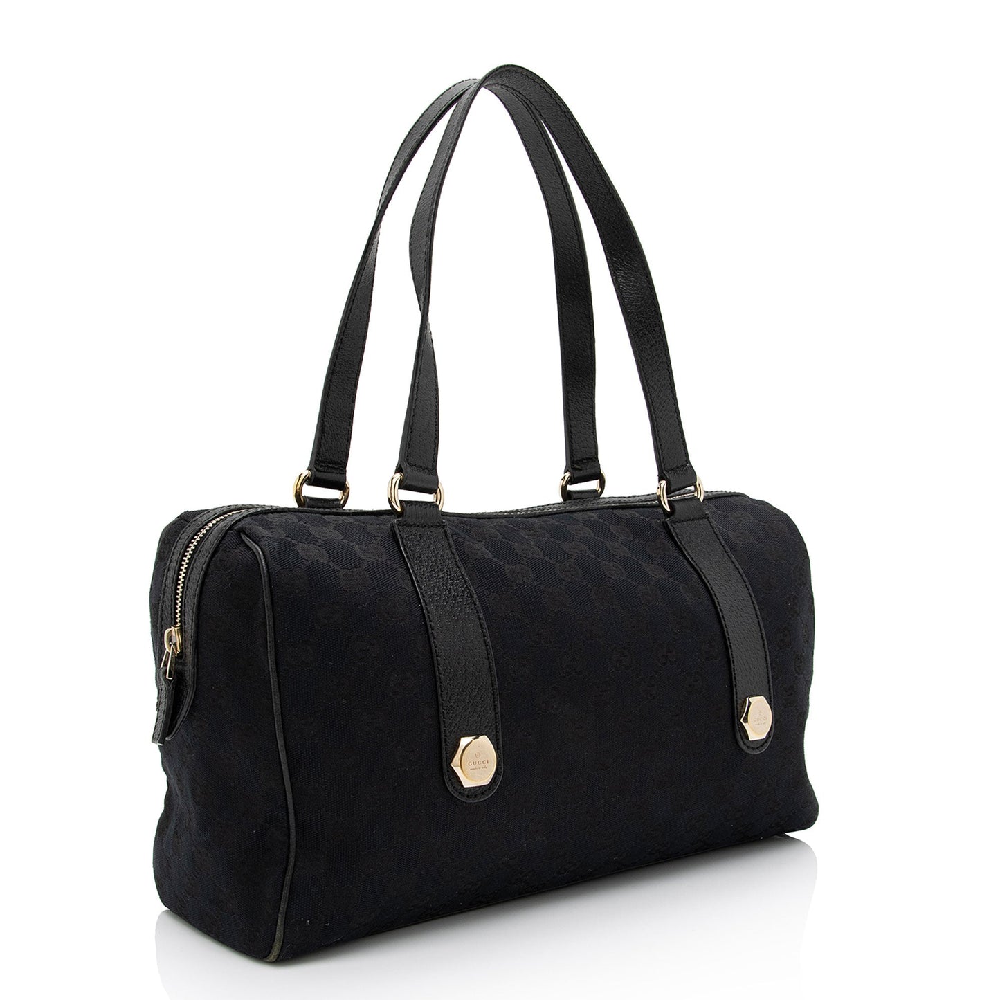 Gucci GG Charmy SHF-wHUMyf Leather Canvas Black Satchel Bag