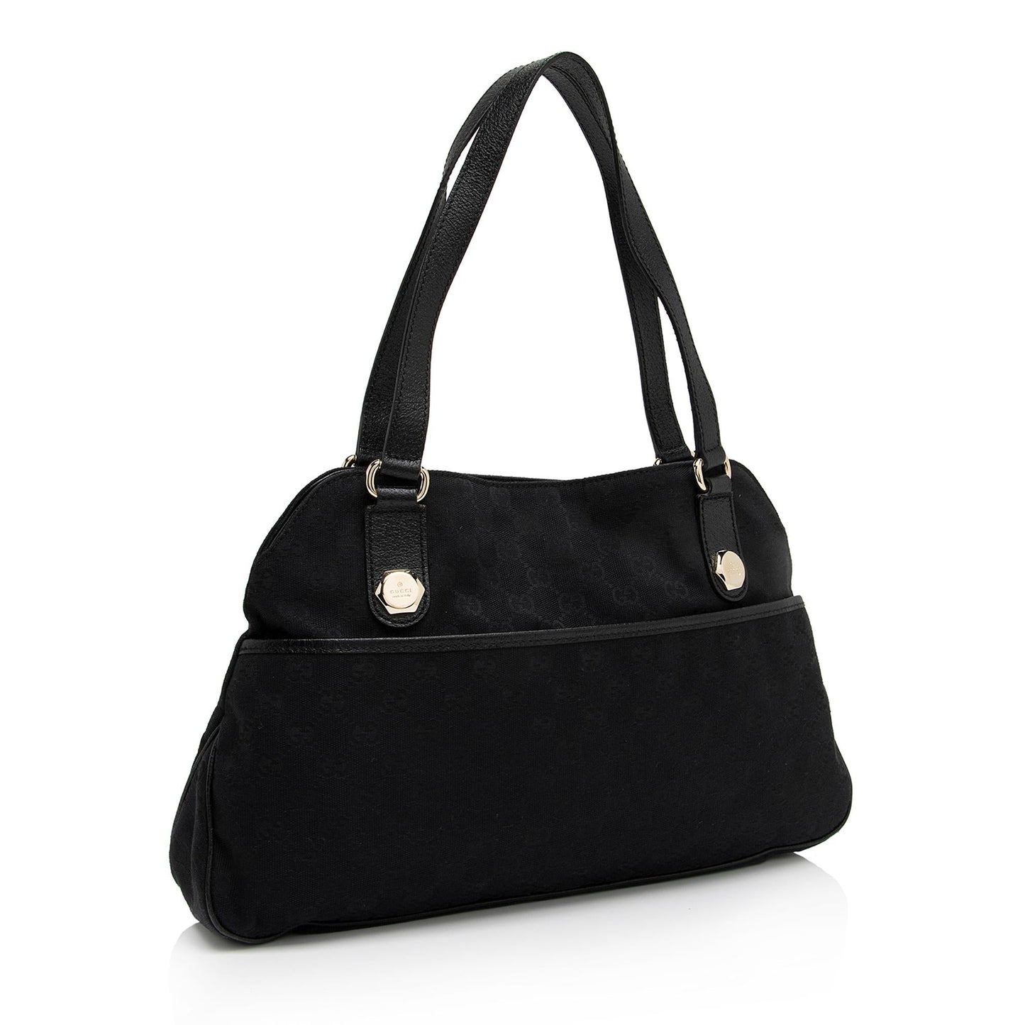 Gucci GG Charmy SHF-xbv73f Leather Canvas Black Medium Tote Bag