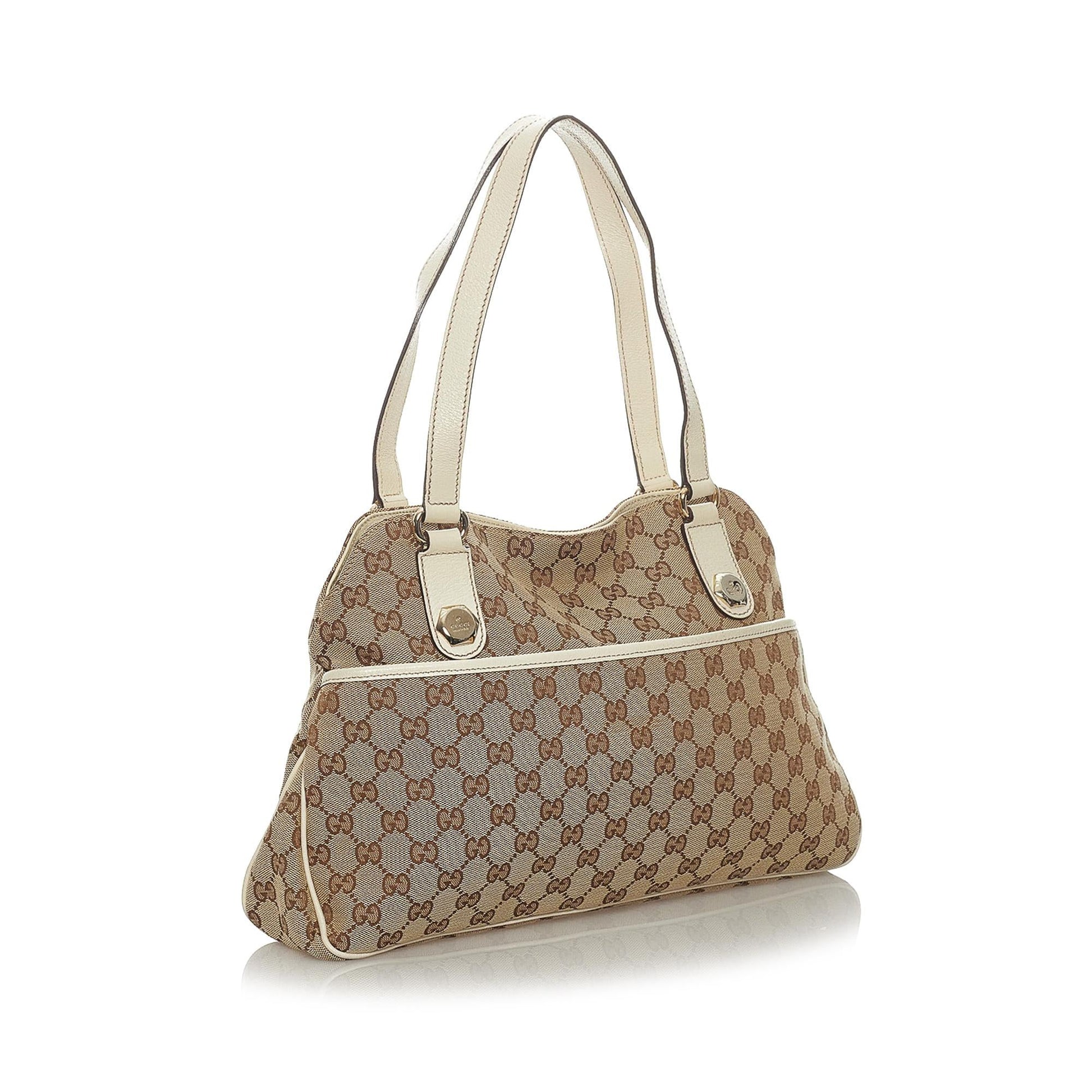 Gucci GG Charmy SHG Canvas White Brown Shoulder Bag 3
