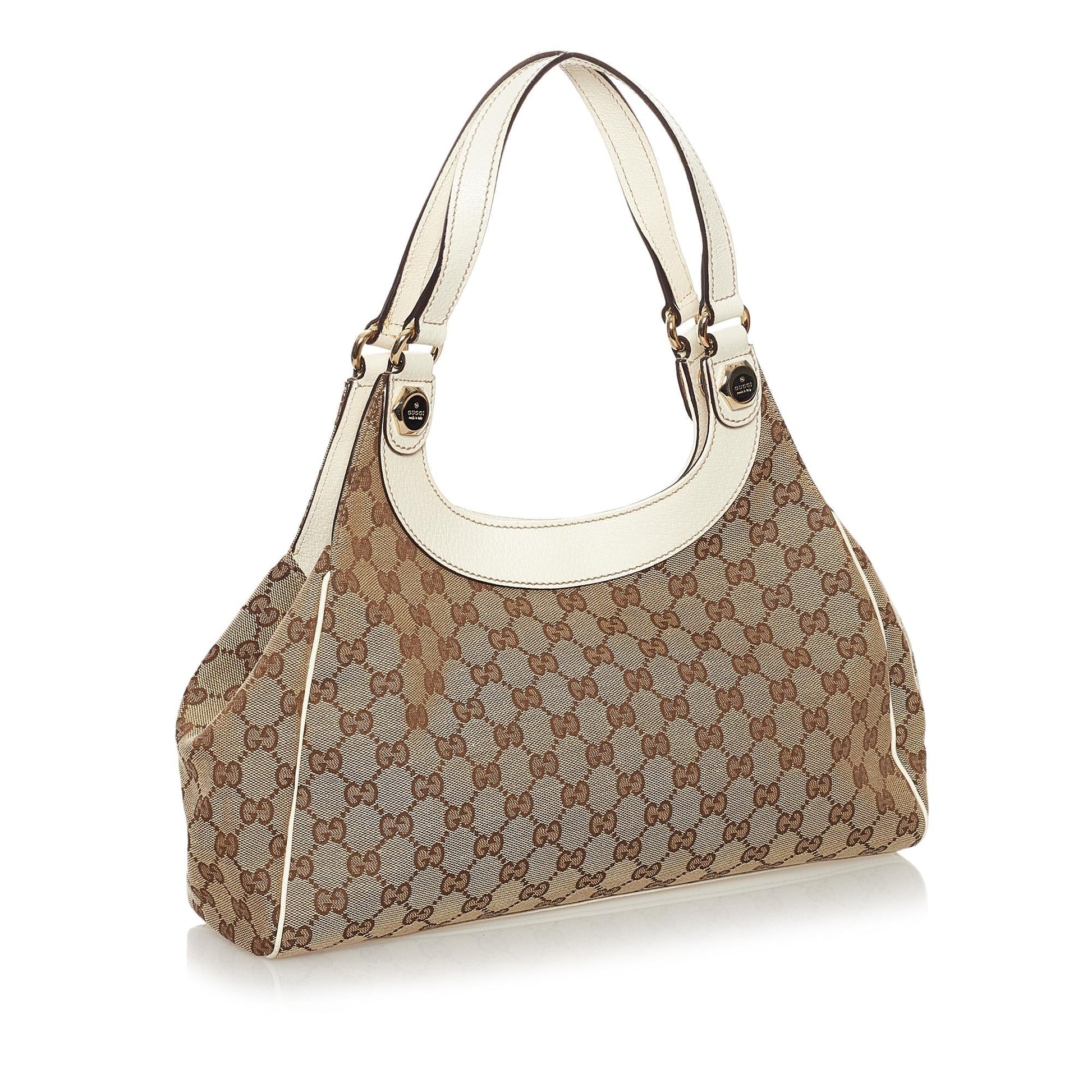 Gucci GG Charmy SHG Canvas White Brown Shoulder Bag
