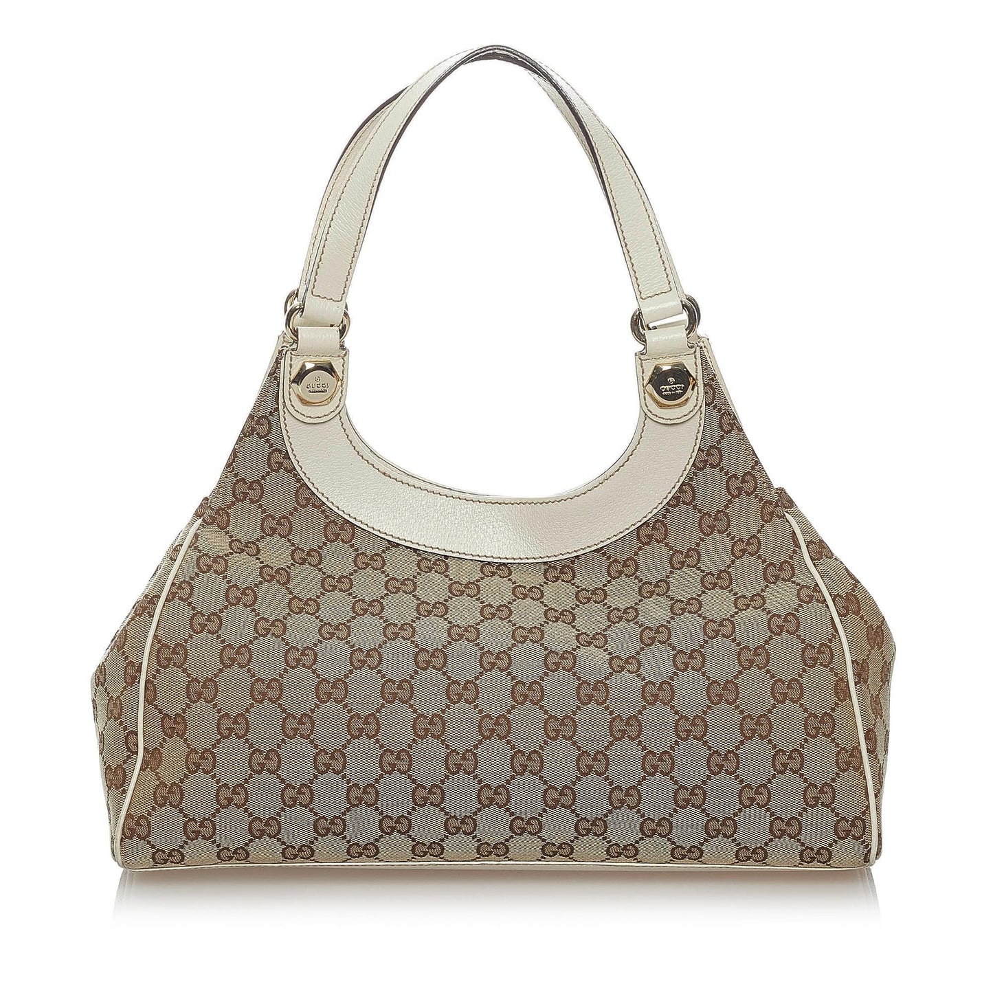 Gucci GG Charmy SHG Canvas Calf White Brown Shoulder Bag