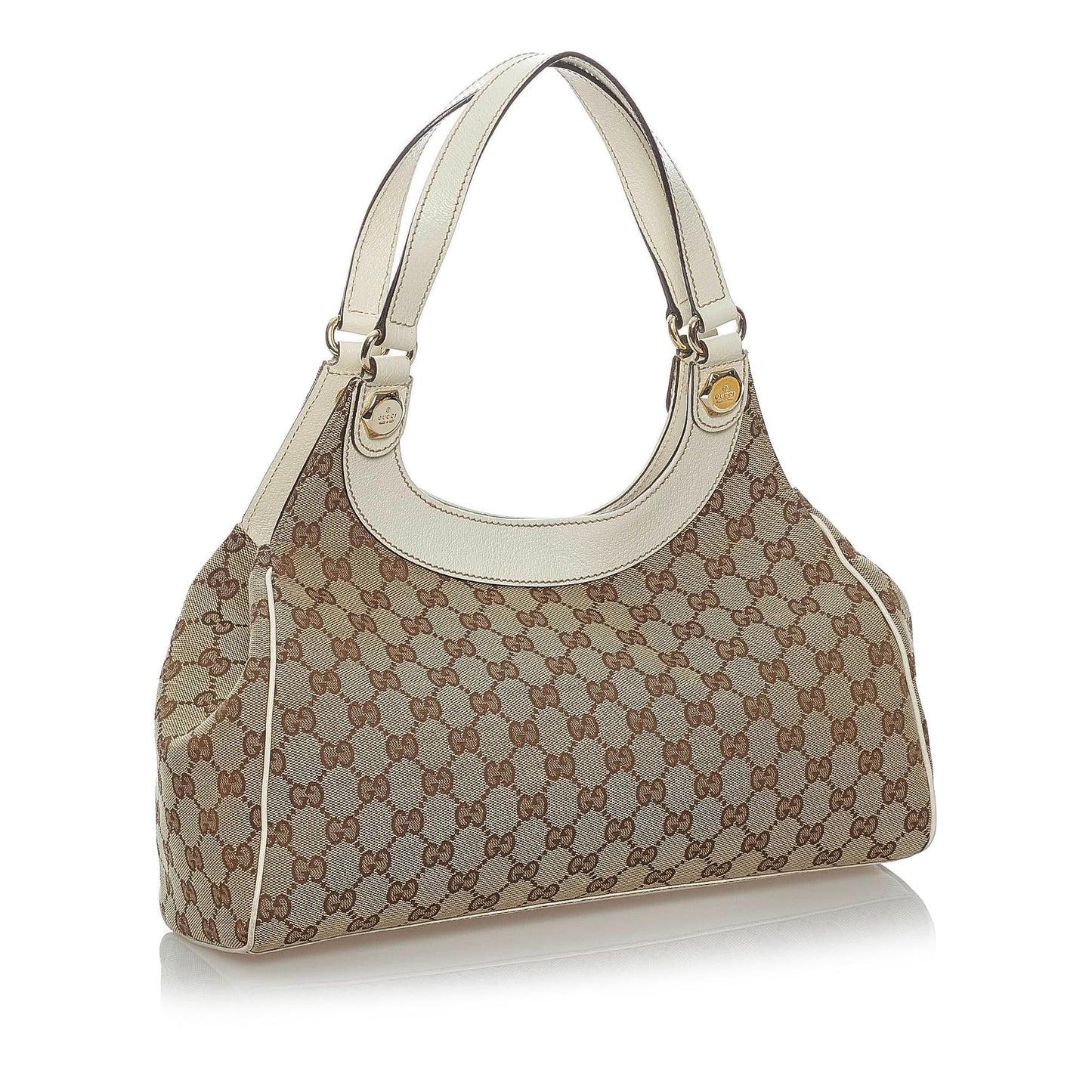 Gucci GG Charmy SHG Canvas Calf White Brown Shoulder Bag