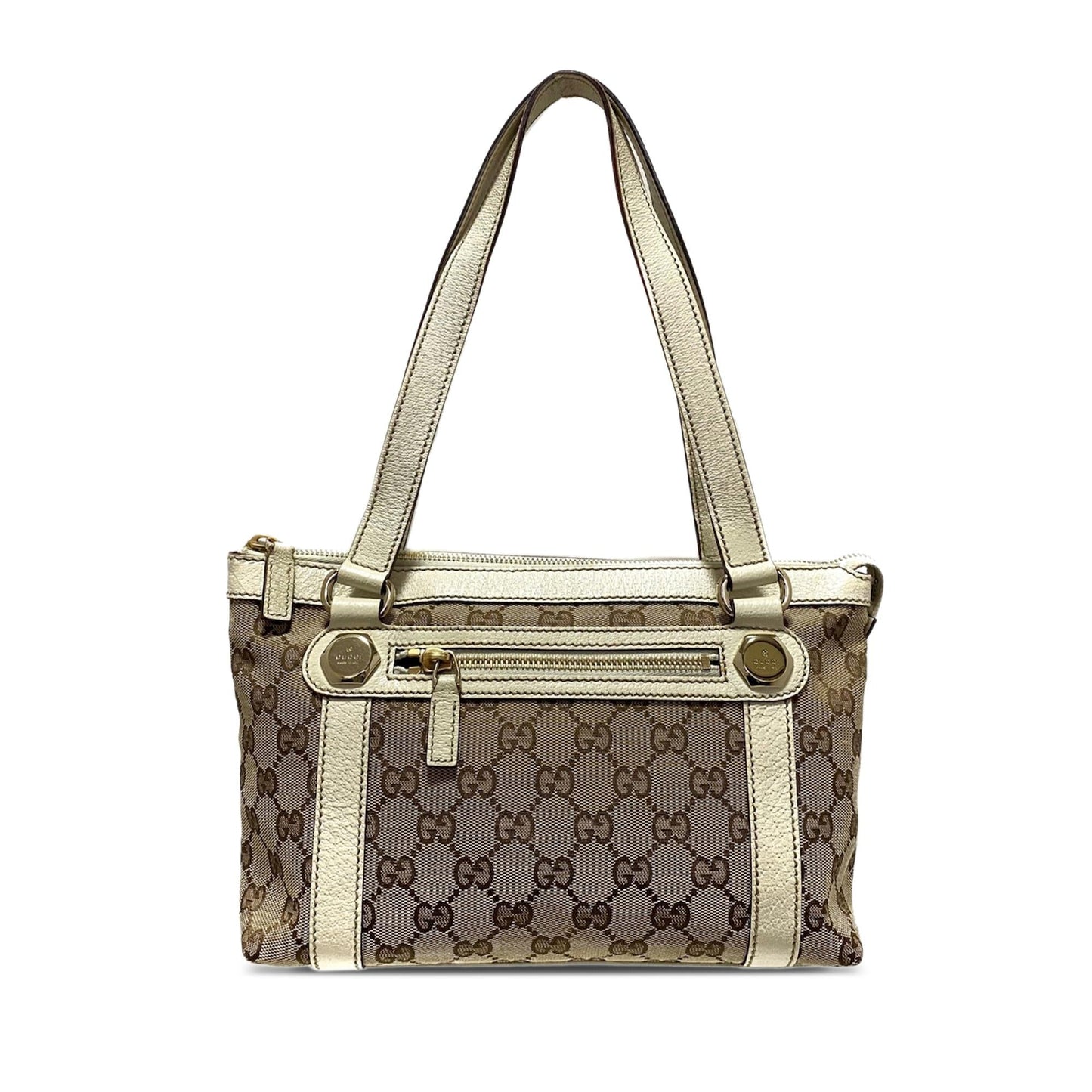 Gucci GG Charmy SHG-owlZ1c Canvas Calf White Brown Shoulder Bag