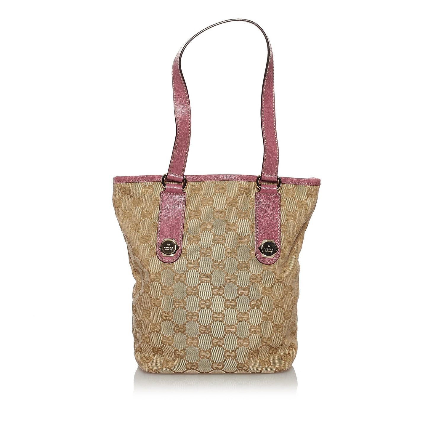 Gucci GG Charmy SHG Canvas Brown Pink Tote Bag