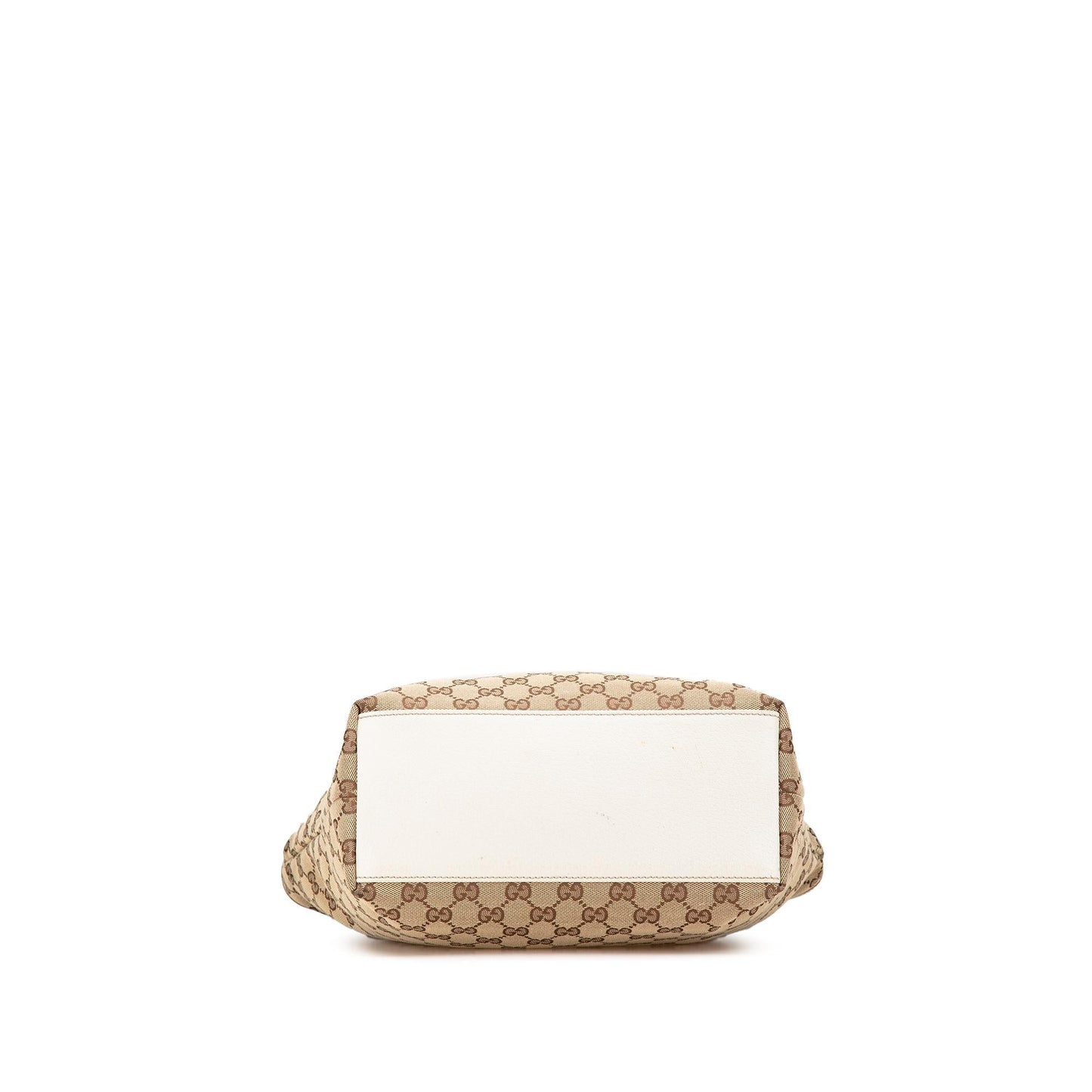 Gucci GG Charmy Canvas Calf White Brown Tote Bag Charmy Tote