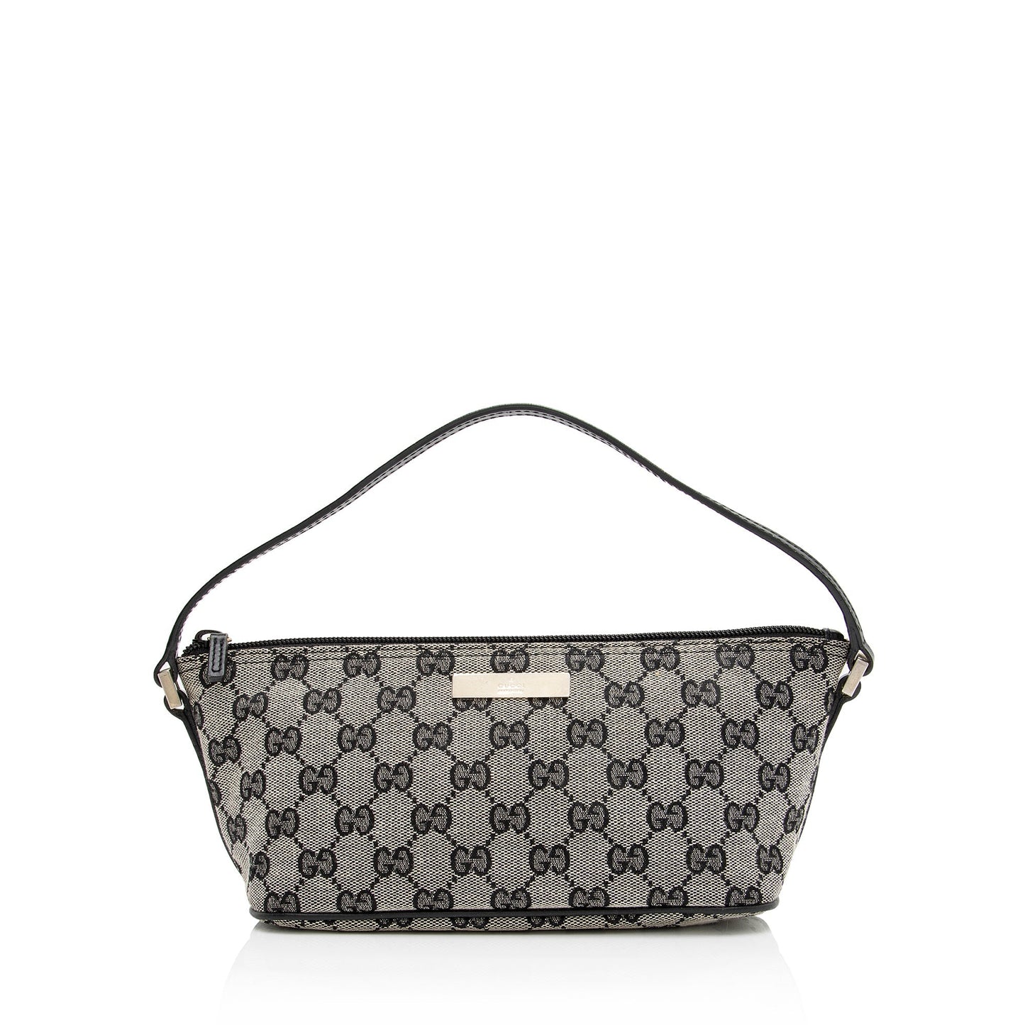Gucci GG Classic Pochette SHF Leather Canvas Black White Clutch Bag